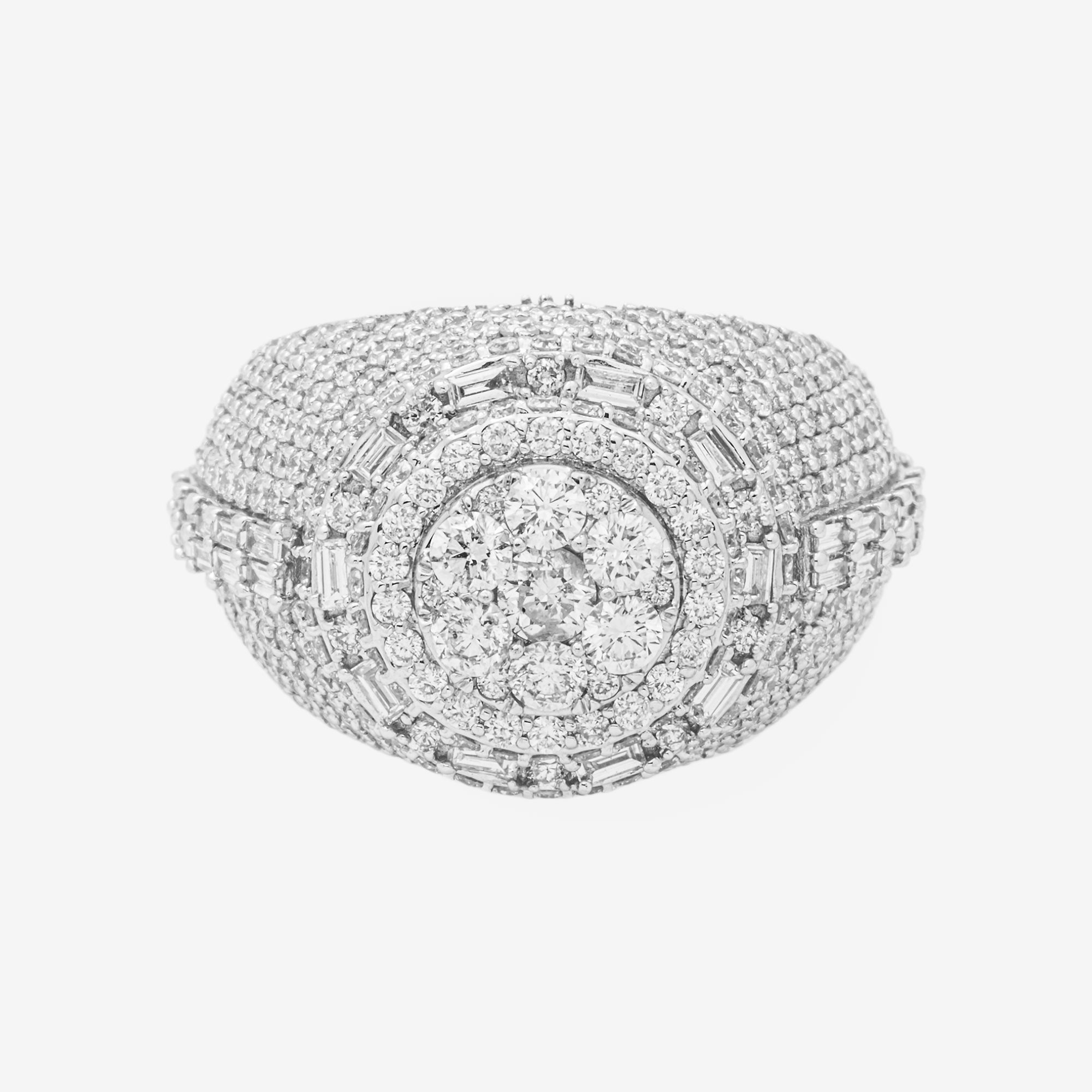 14K HALO DIAMOND RING IN WG 6.75 CT DIAMONDS
