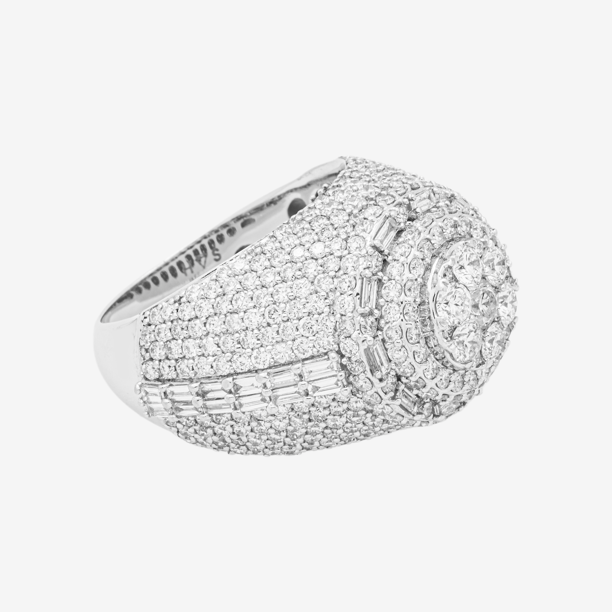 14K HALO DIAMOND RING IN WG 6.75 CT DIAMONDS