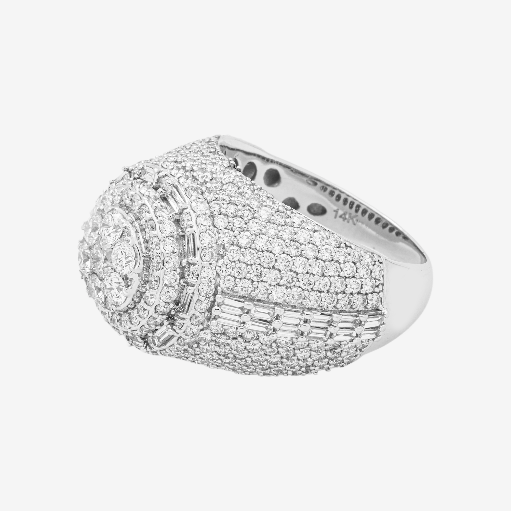 14K HALO DIAMOND RING IN WG 6.75 CT DIAMONDS