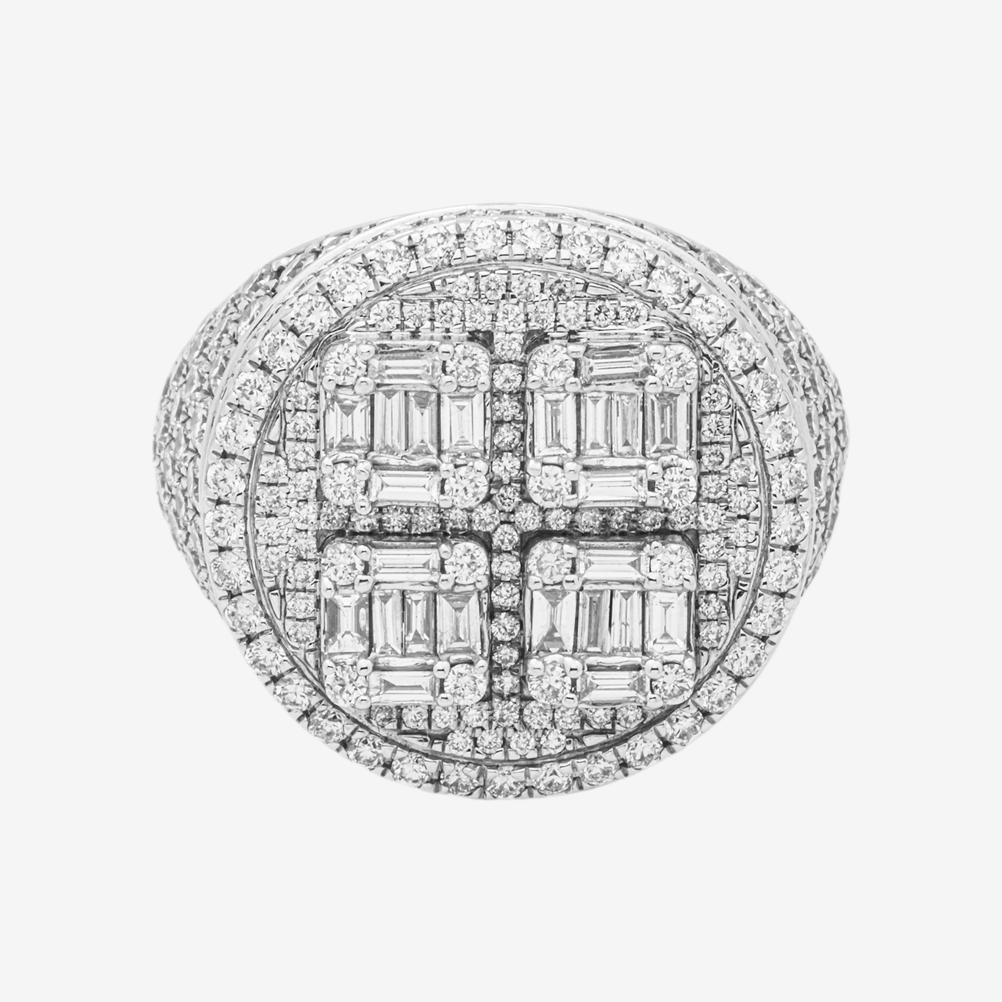 14K HALO DIAMOND RING IN WG 4.8 CT DIAMONDS