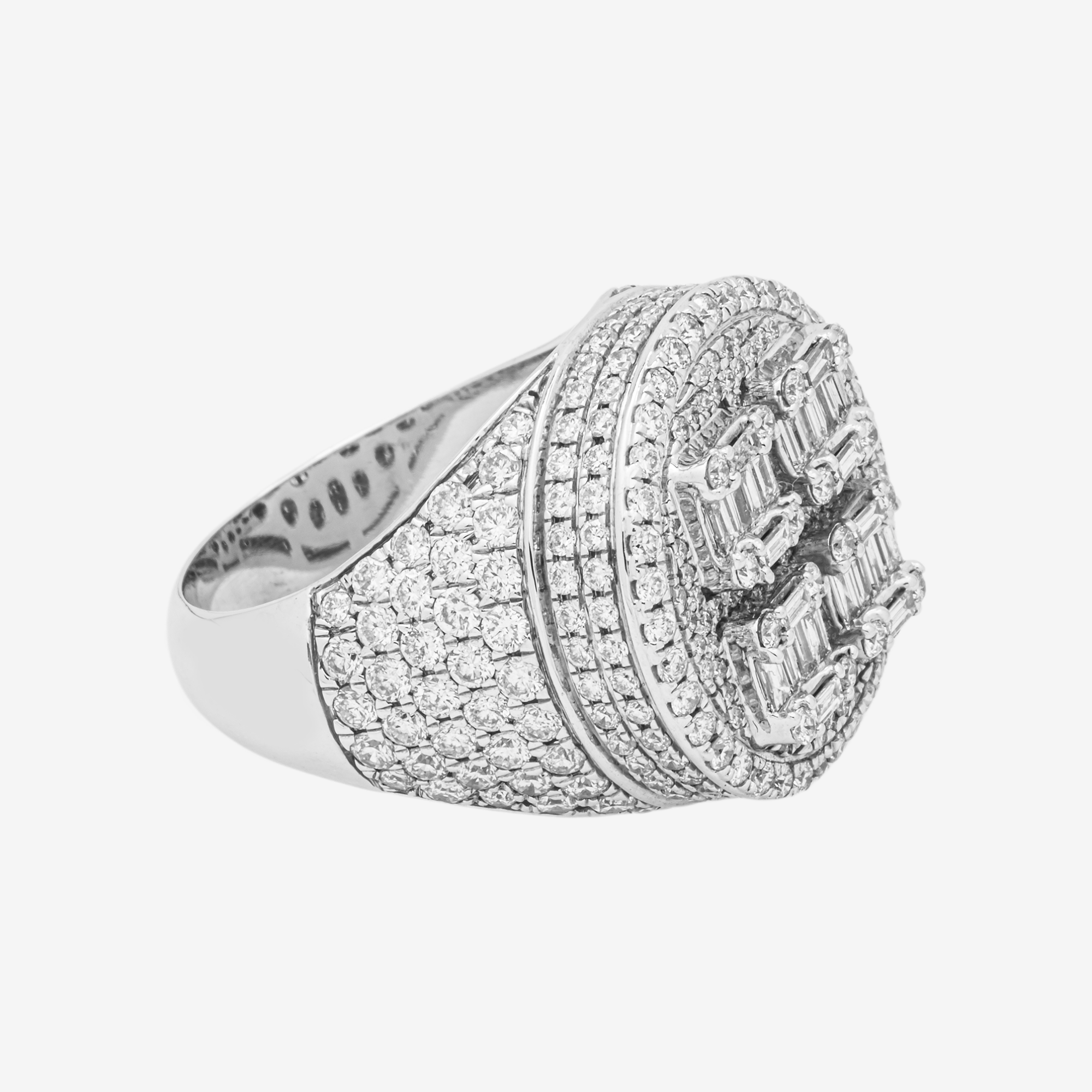 14K HALO DIAMOND RING IN WG 4.8 CT DIAMONDS