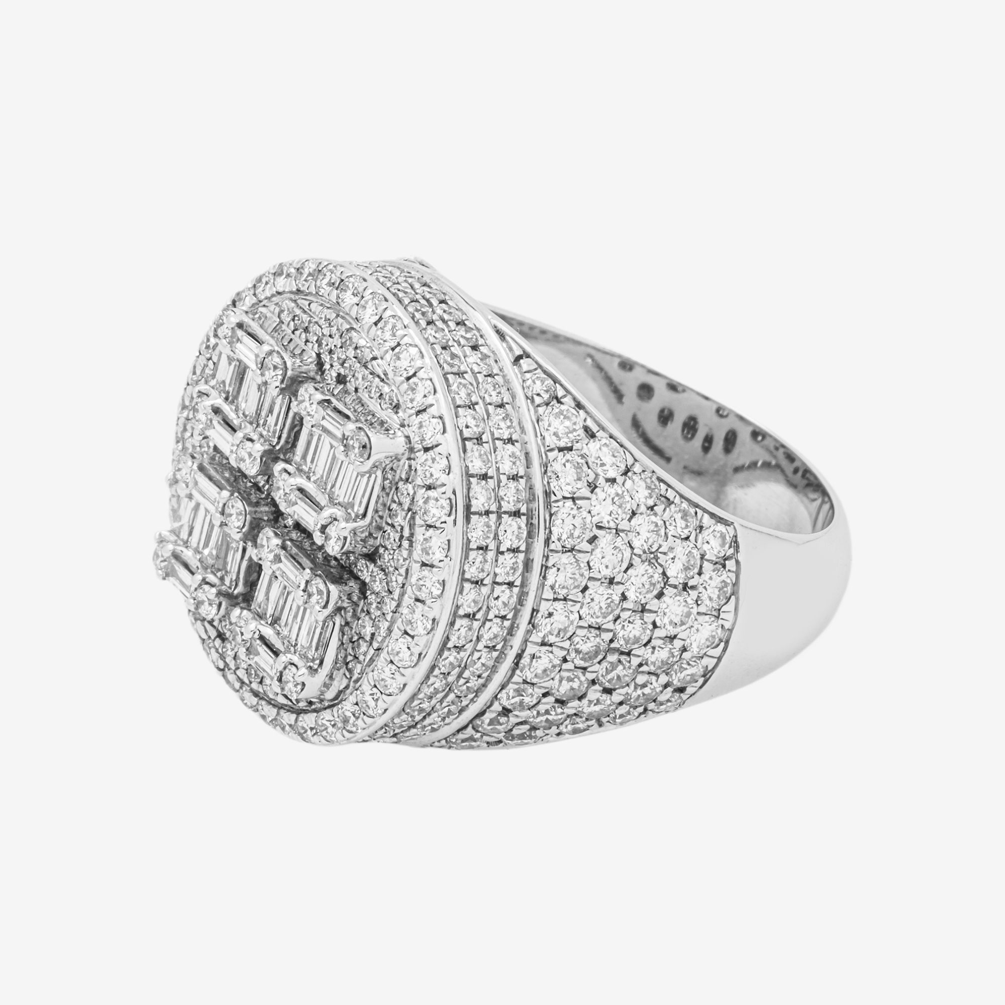 14K HALO DIAMOND RING IN WG 4.8 CT DIAMONDS