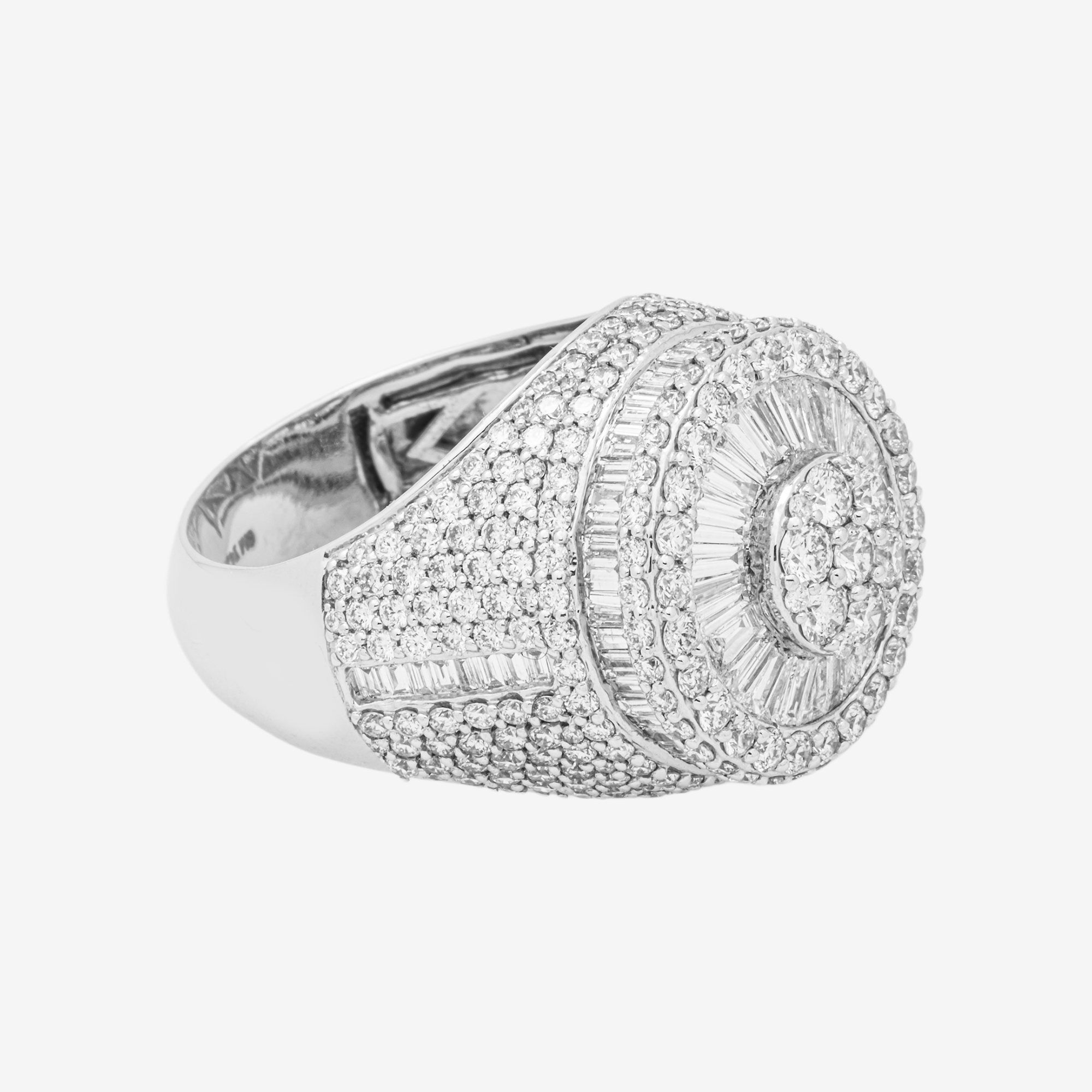 14K HALO DIAMOND RING IN WG 7.3CT DIAMONDS