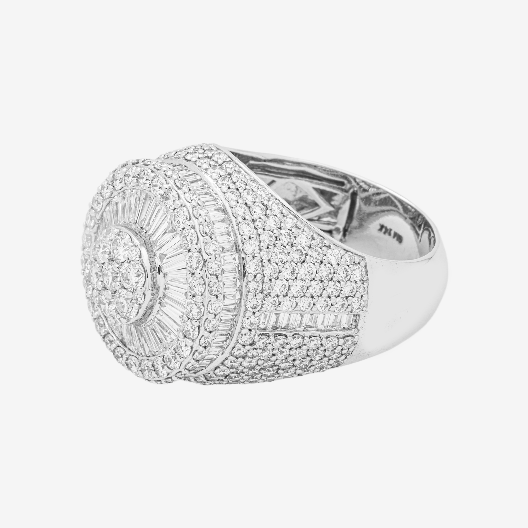 14K HALO DIAMOND RING IN WG 7.3CT DIAMONDS