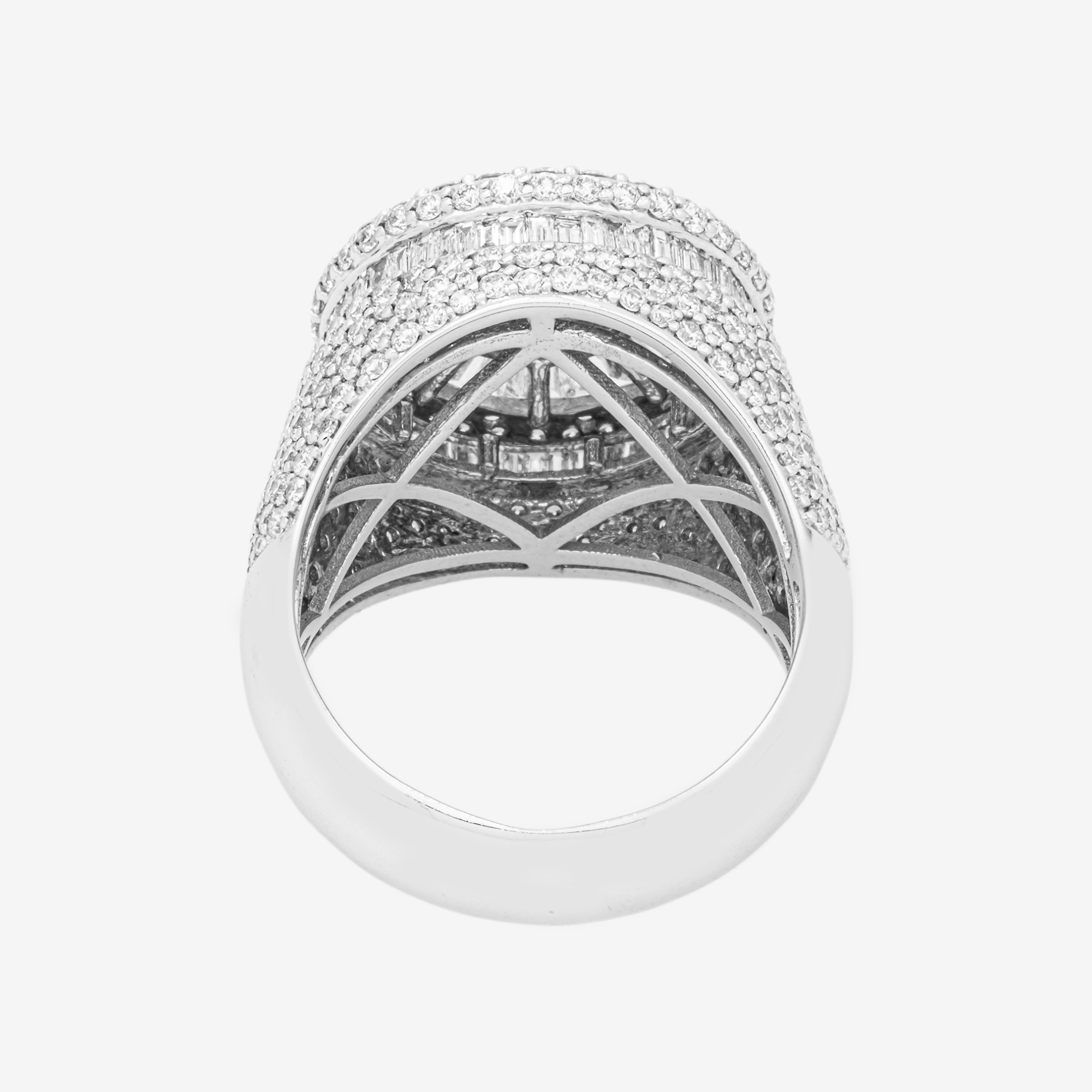 14K HALO DIAMOND RING IN WG 7.3CT DIAMONDS