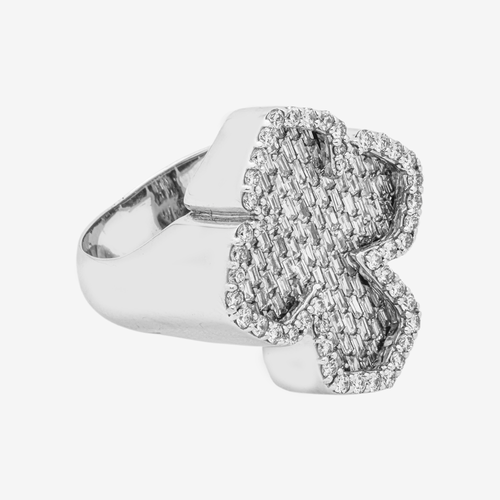 10K GOTH CROSS DIAMOND RING IN WG 1.78 CT DIAMONDS