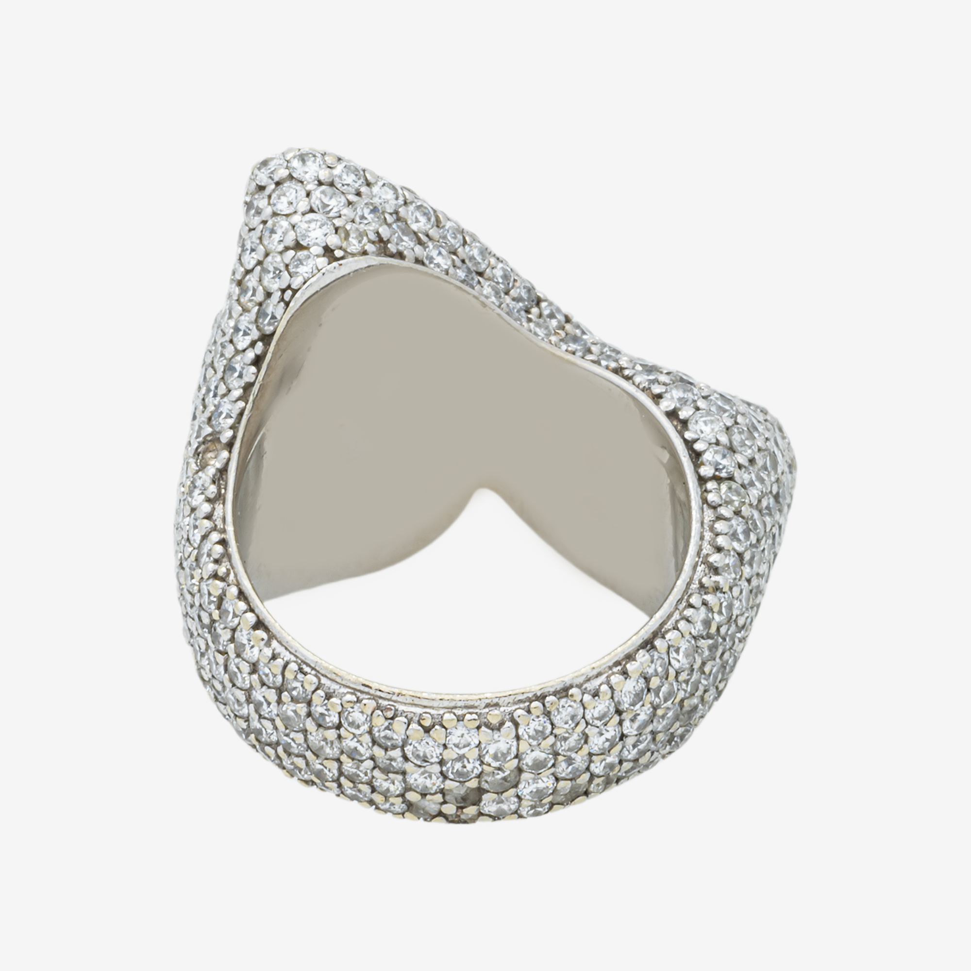 14K TWO-TONE GOLD DIAMOND PAVE SCRIPT INITIAL "A" RING CURSIVE LETTER DOME STATEMENT RING
