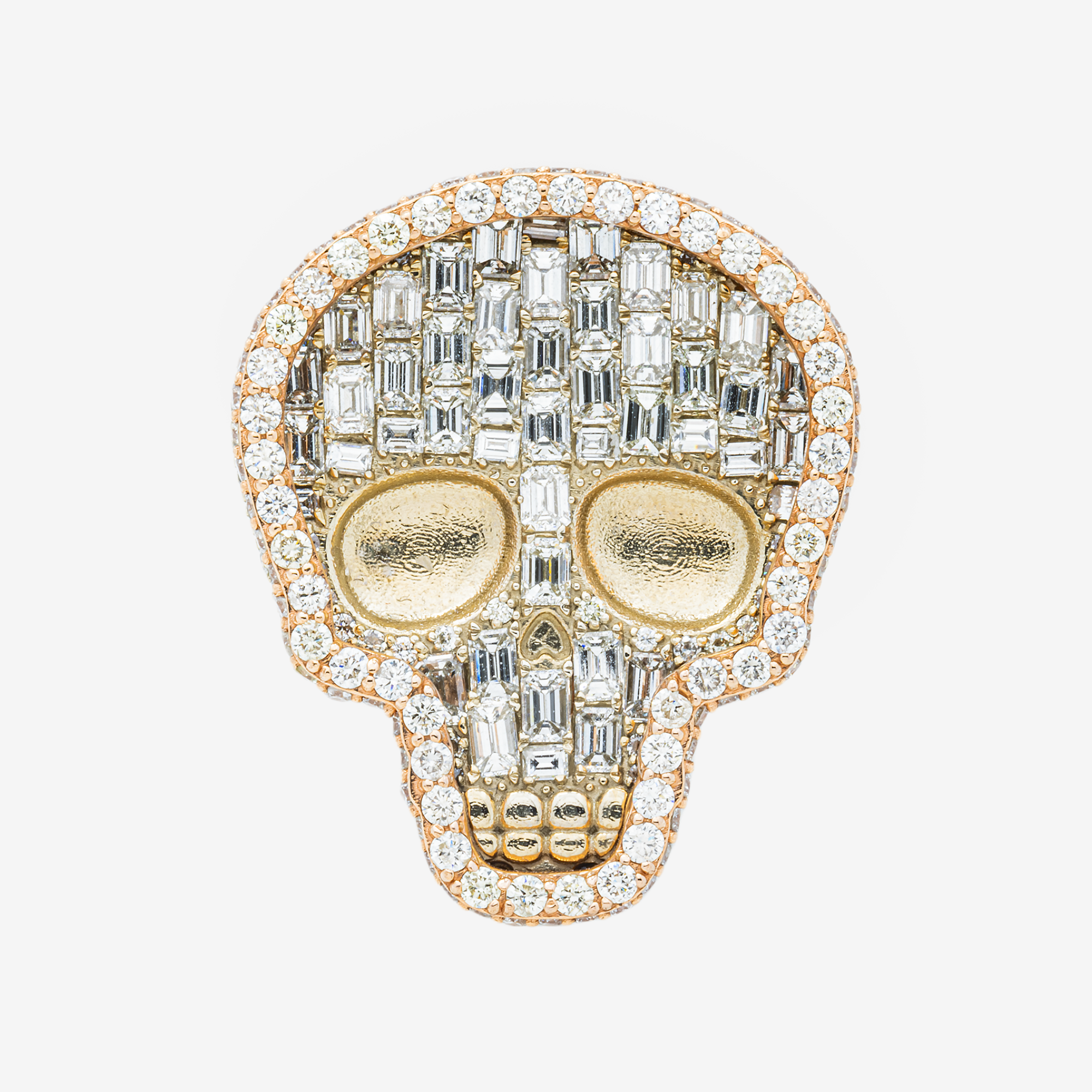 14K SKULL DIAMOND RING IN RG/WG TWO TONE 7.5 CT DIAMONDS