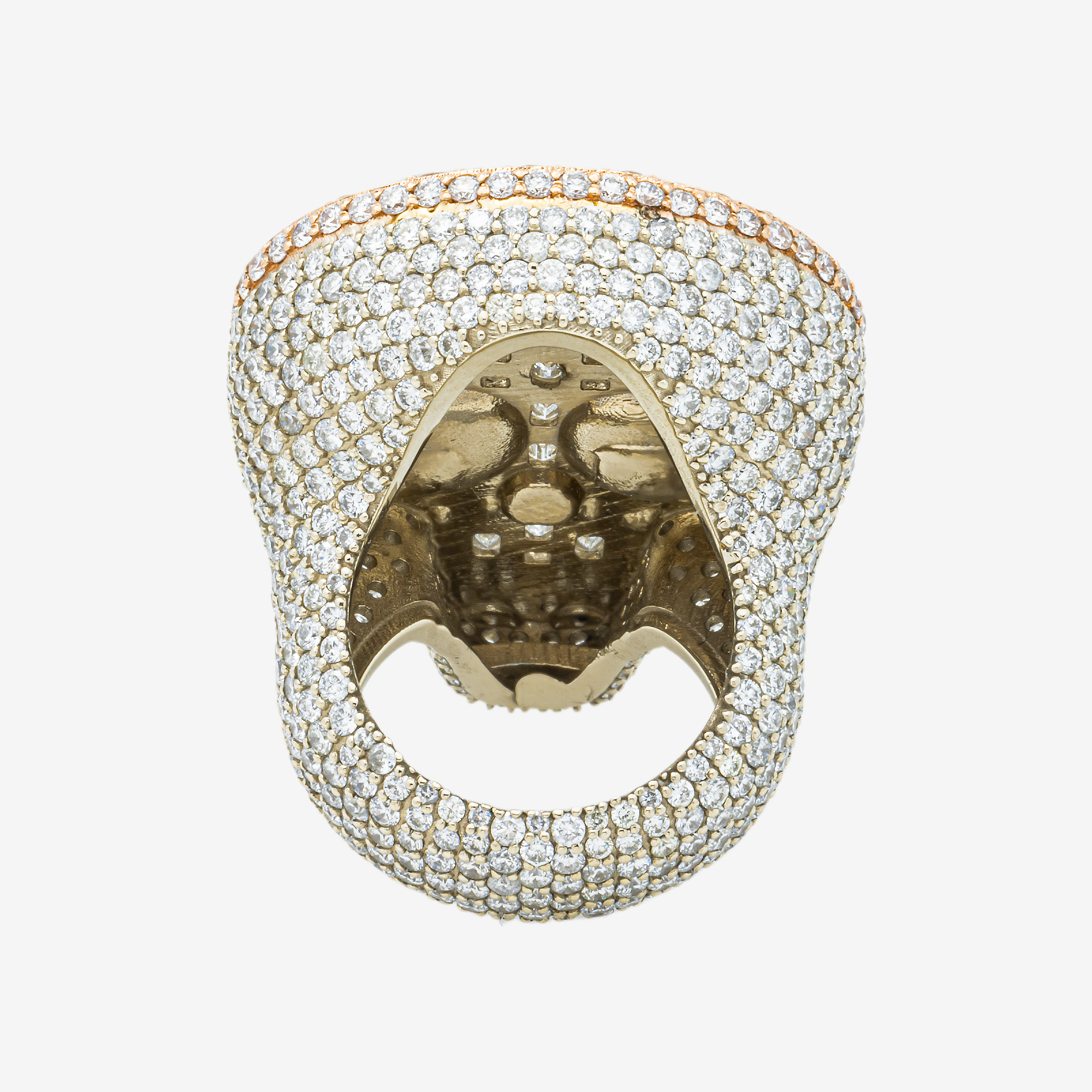 14K SKULL DIAMOND RING IN RG/WG TWO TONE 7.5 CT DIAMONDS