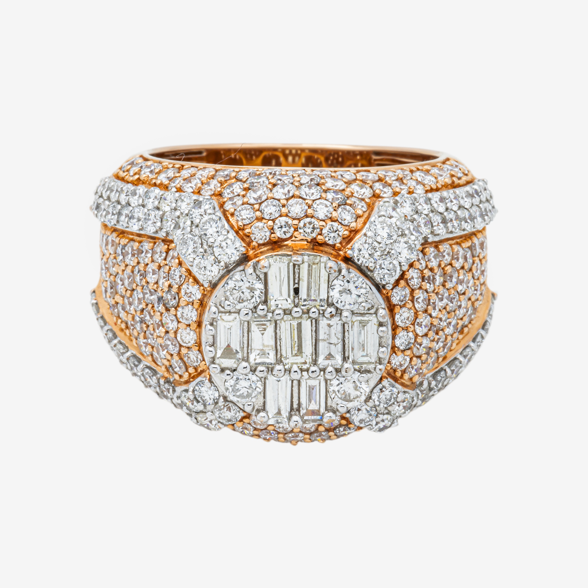 14K HALO DIAMOND RING IN RG/WG TWO TONE 5.3 CT DIAMONDS