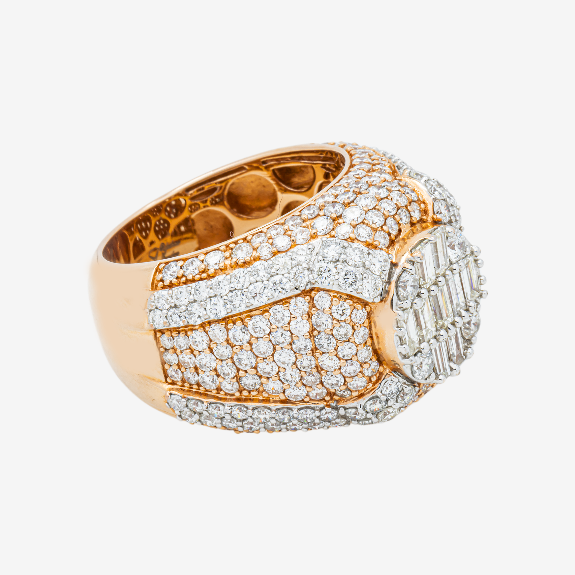 14K HALO DIAMOND RING IN RG/WG TWO TONE 5.3 CT DIAMONDS
