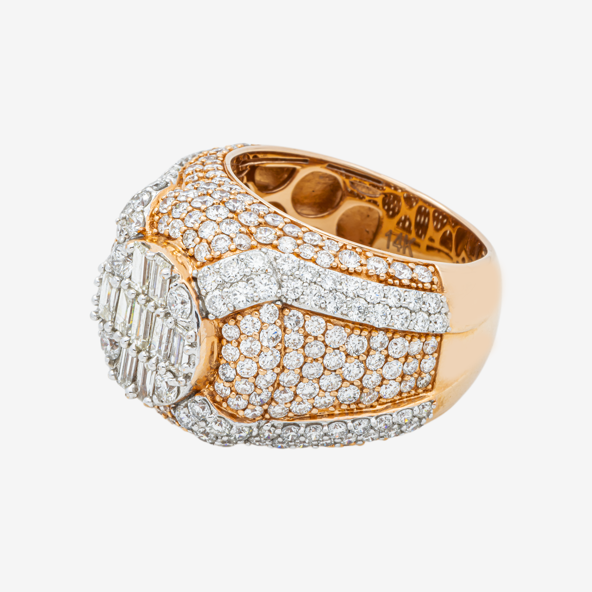 14K HALO DIAMOND RING IN RG/WG TWO TONE 5.3 CT DIAMONDS
