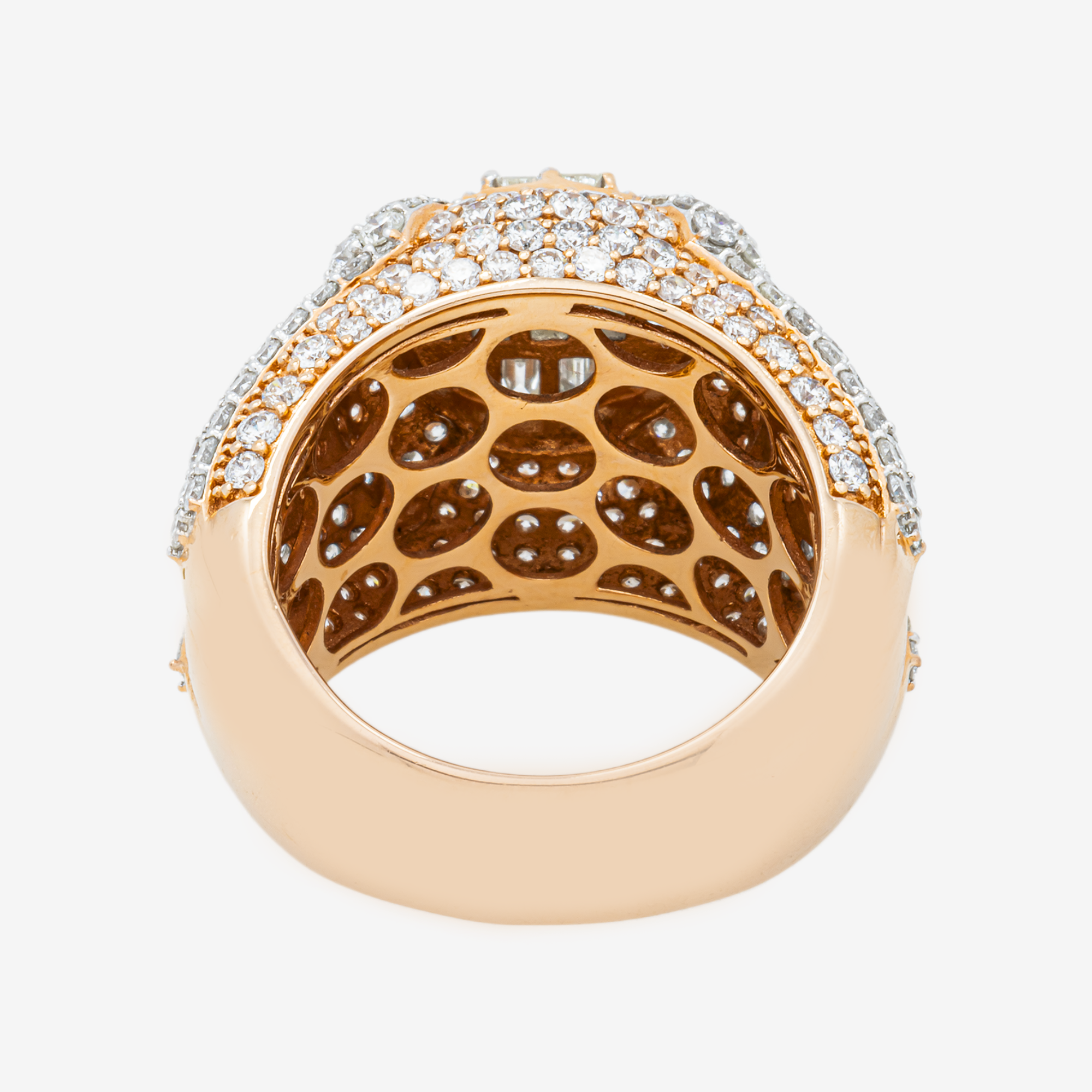 14K HALO DIAMOND RING IN RG/WG TWO TONE 5.3 CT DIAMONDS