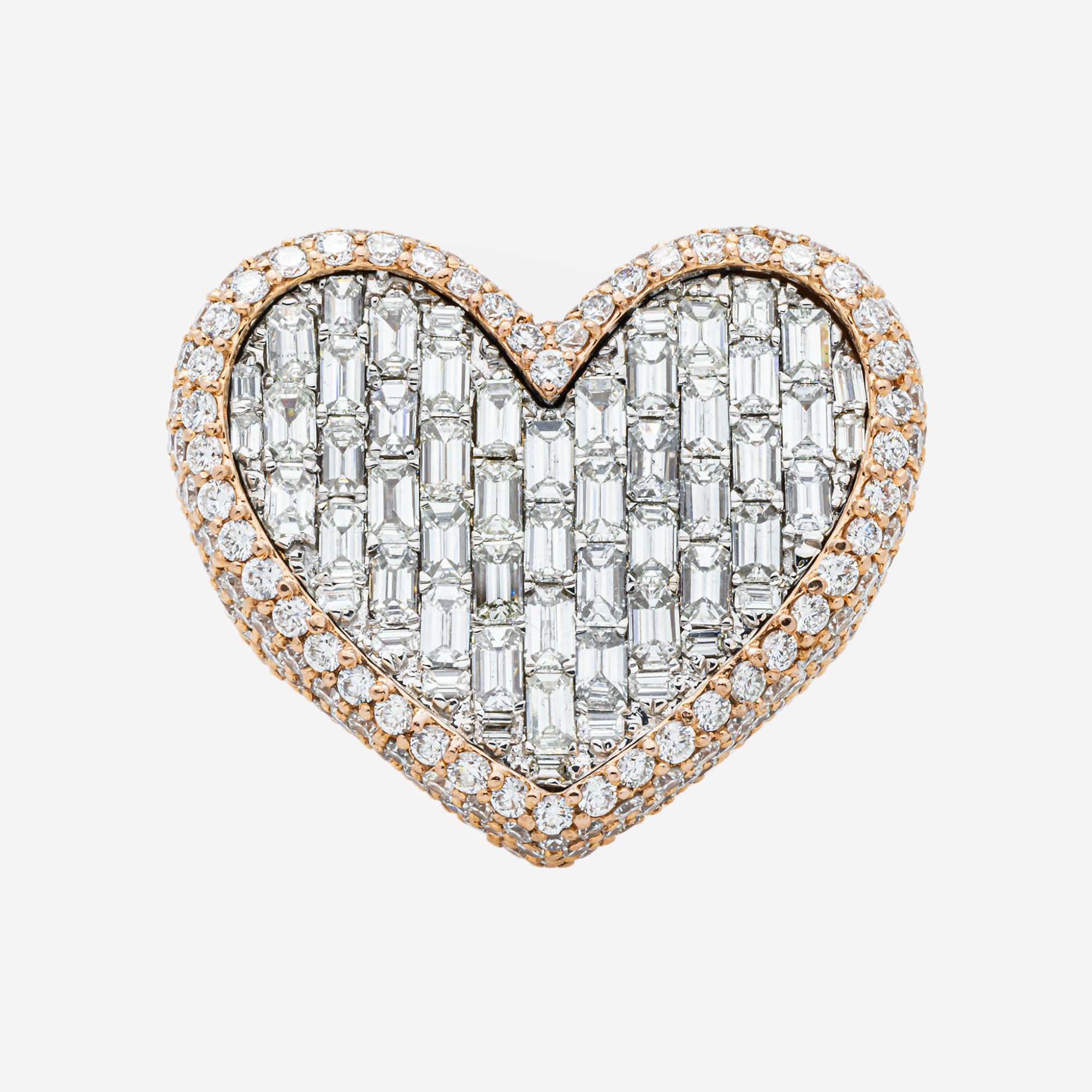 14K HEART DIAMOND RING IN RG 8.7 CT DIAMONDS