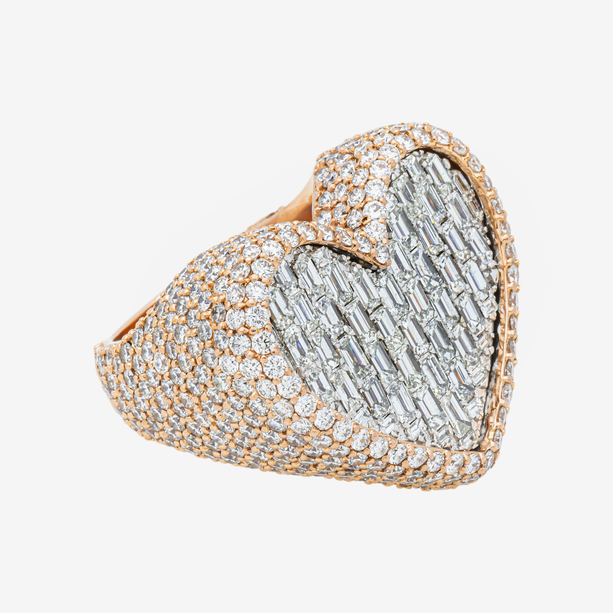14K HEART DIAMOND RING IN RG 8.7 CT DIAMONDS