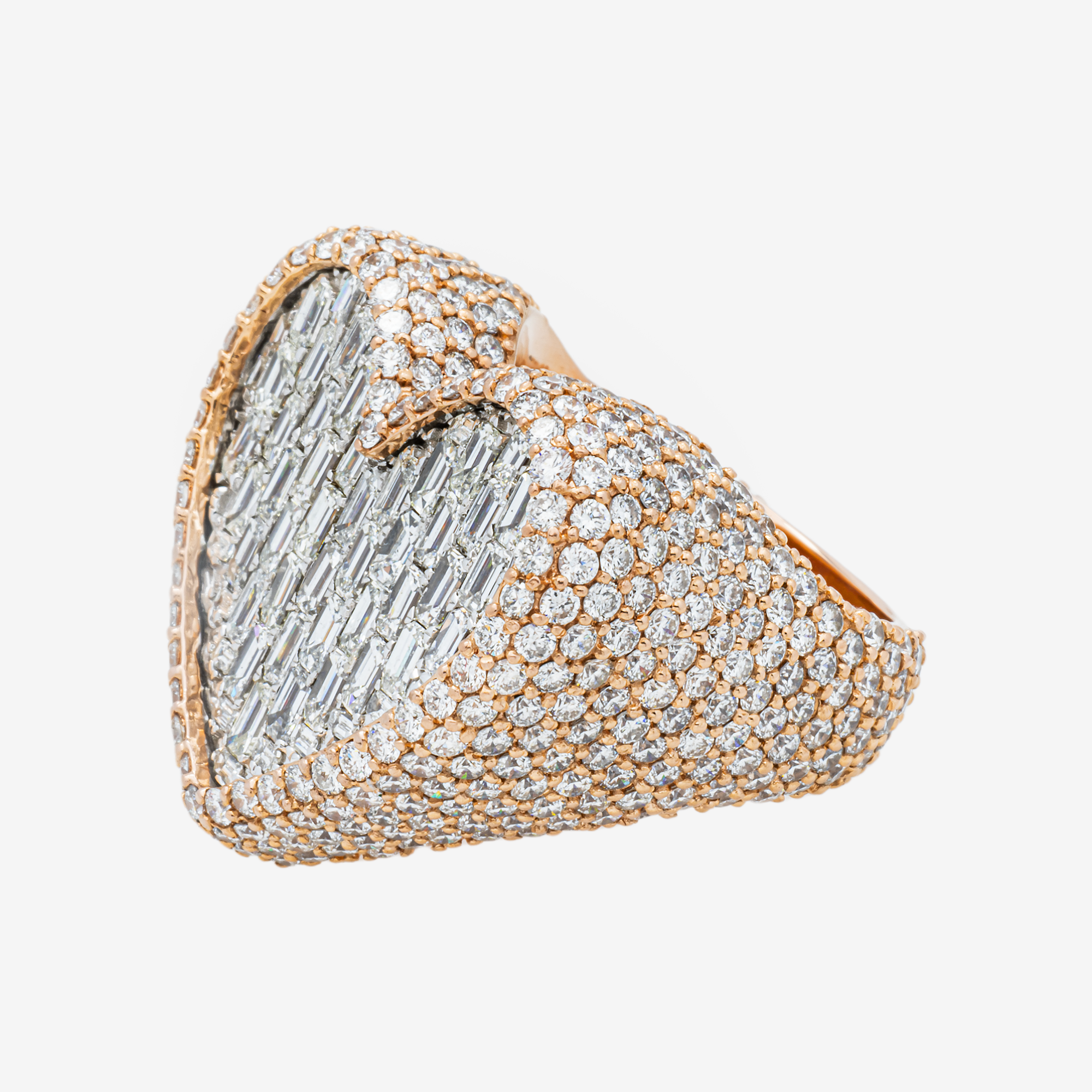 14K HEART DIAMOND RING IN RG 8.7 CT DIAMONDS