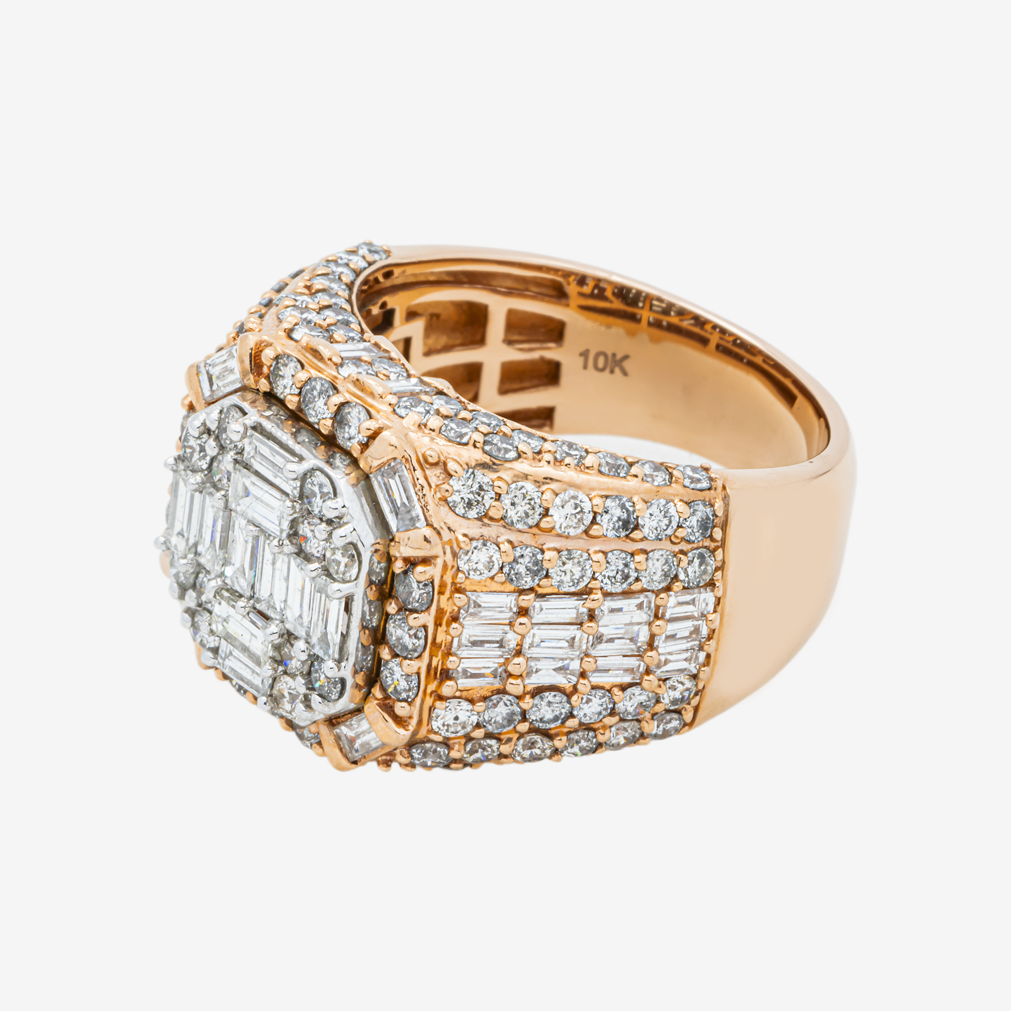 14K HALO DIAMOND RING IN RG 7.5 CT DIAMONDS