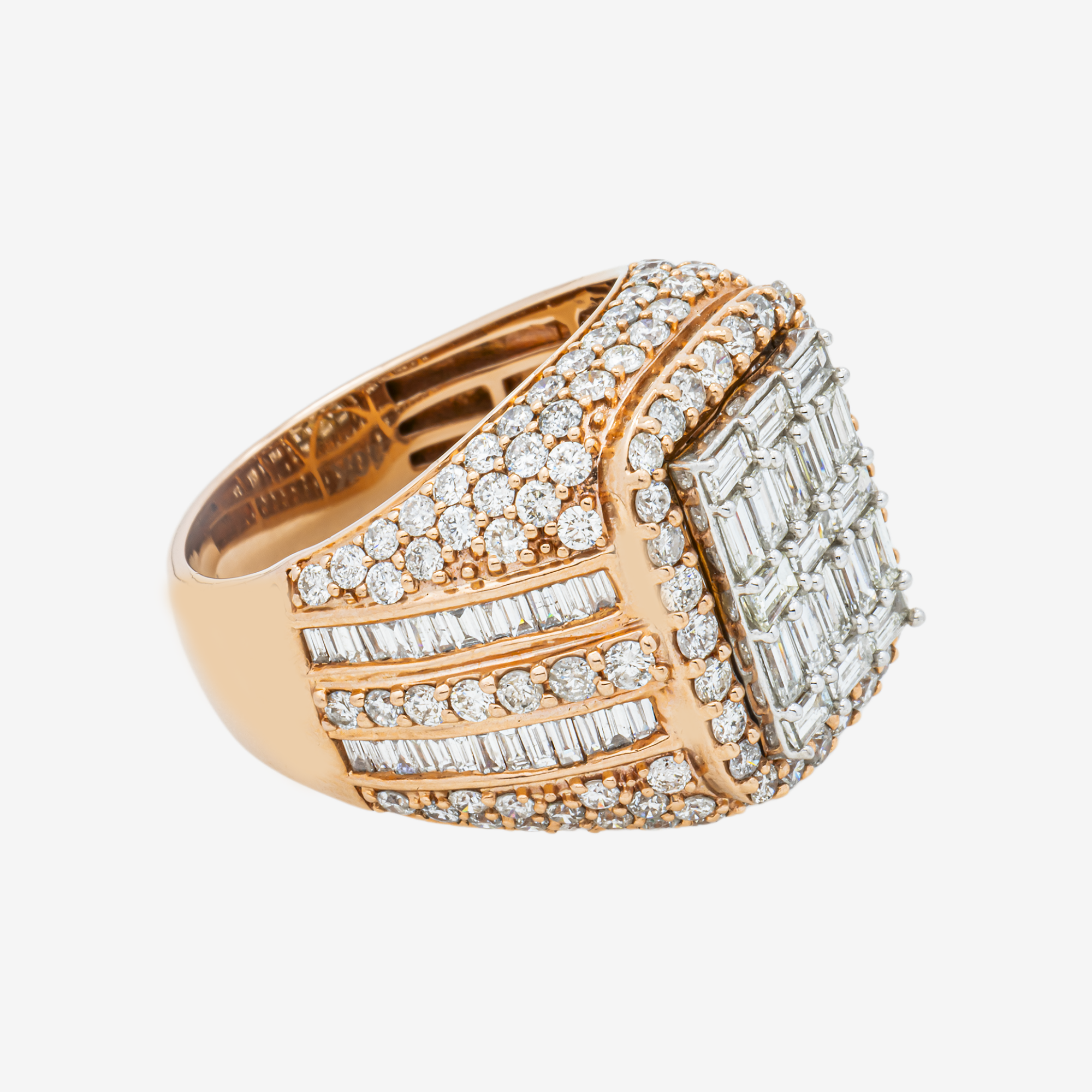 14K HALO DIAMOND RING IN RG 7.5 CT DIAMONDS