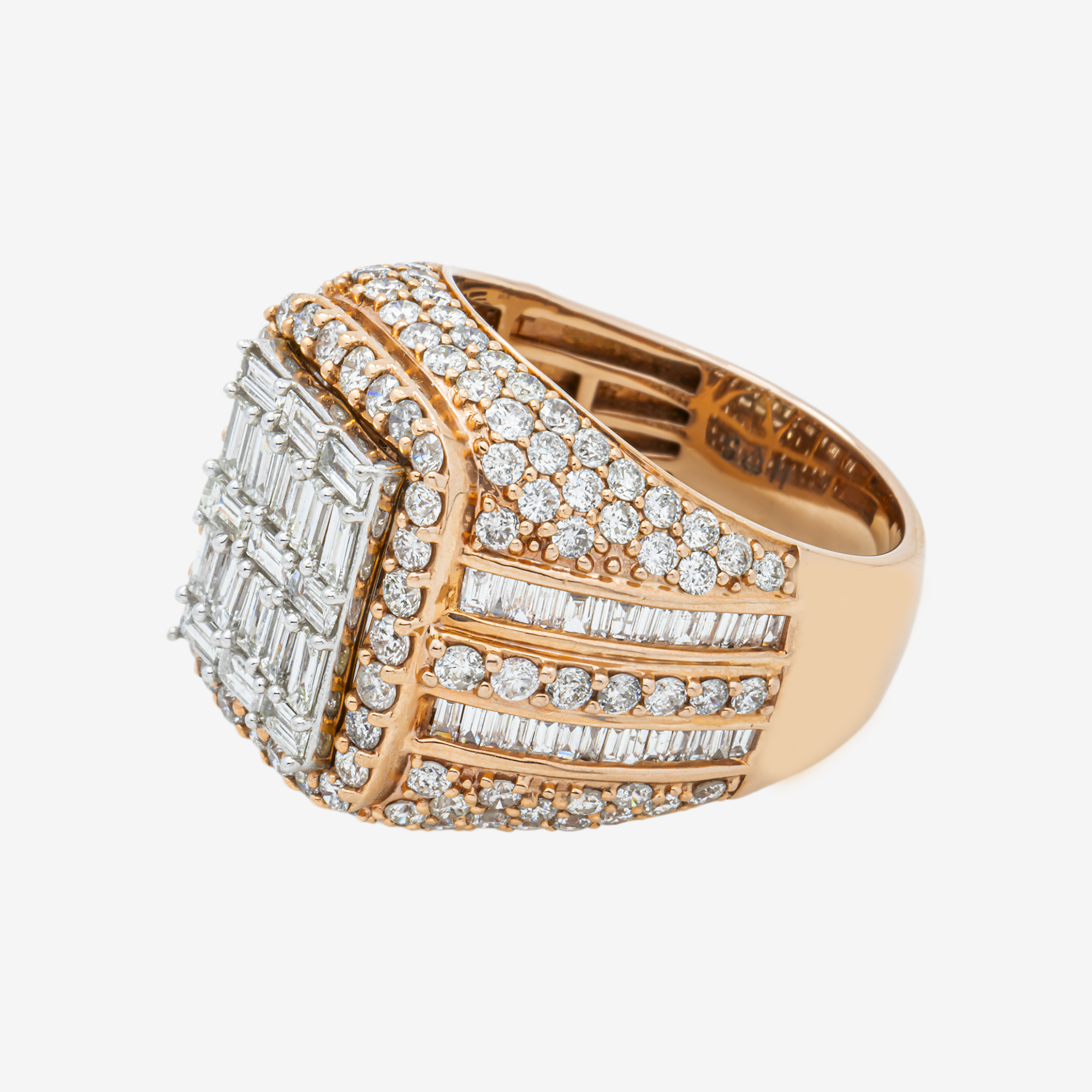 14K HALO DIAMOND RING IN RG 7.5 CT DIAMONDS