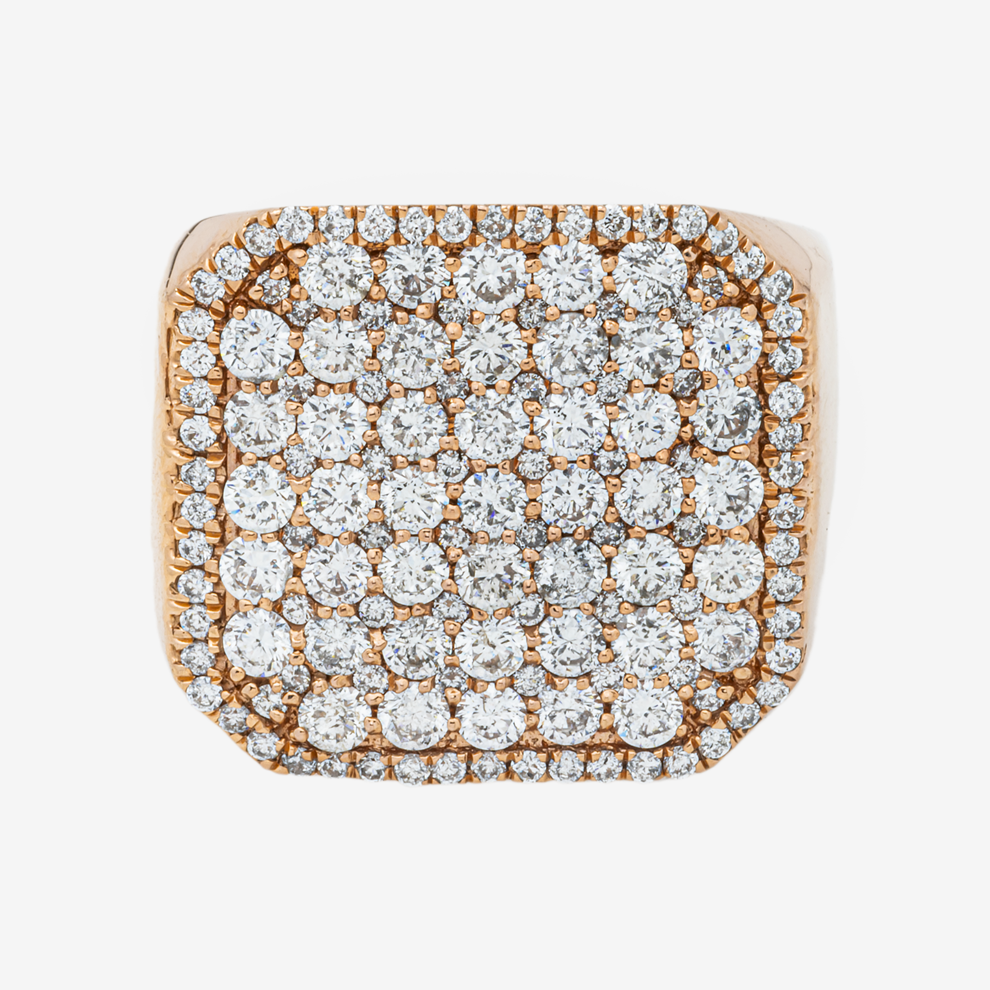 14K HALO DIAMOND RING IN RG 3.5 CT DIAMONDS