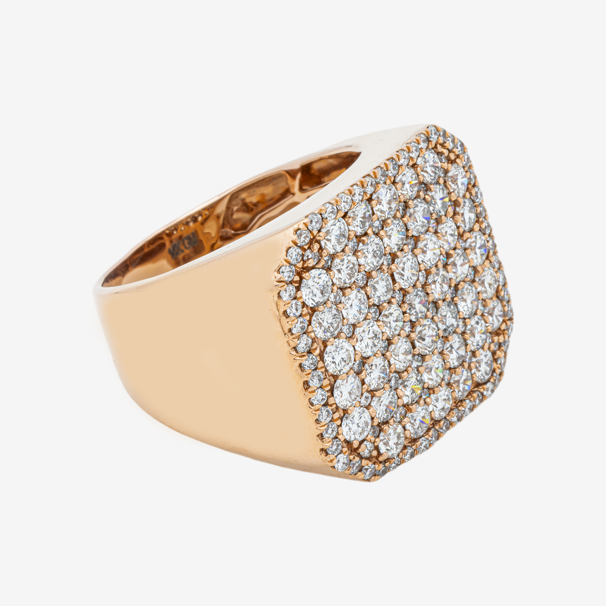 14K HALO DIAMOND RING IN RG 3.5 CT DIAMONDS