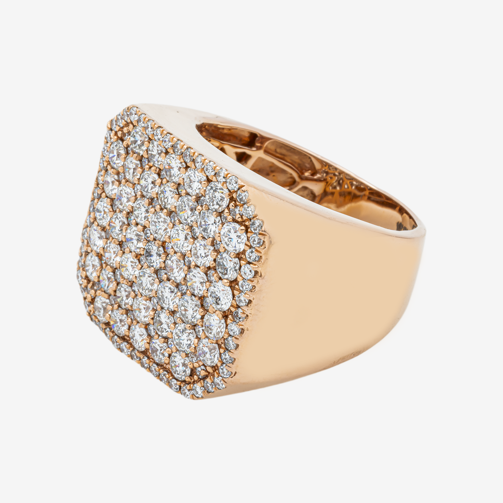14K HALO DIAMOND RING IN RG 3.5 CT DIAMONDS