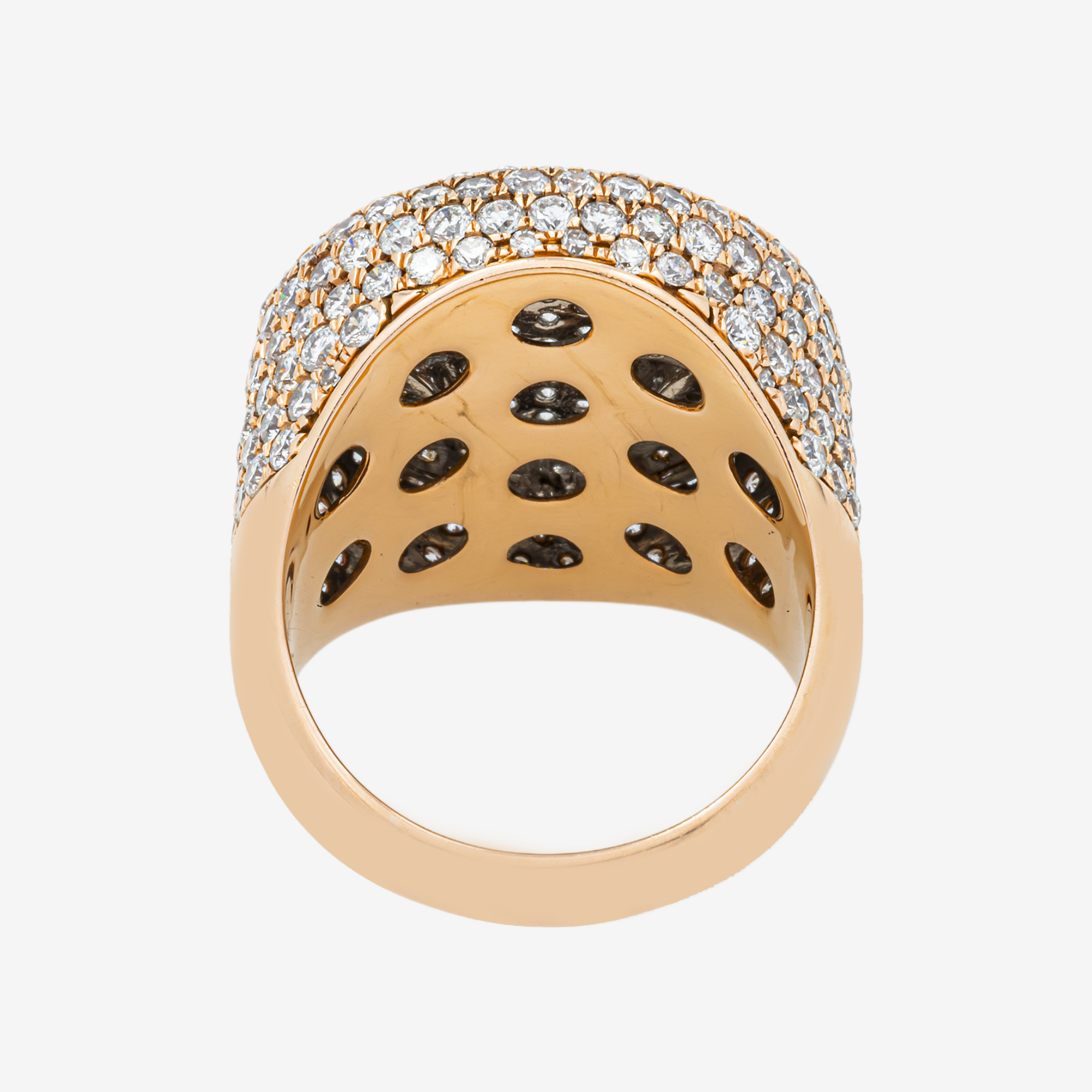 14K HALO DIAMOND RING IN RG 6.6 CT DIAMONDS