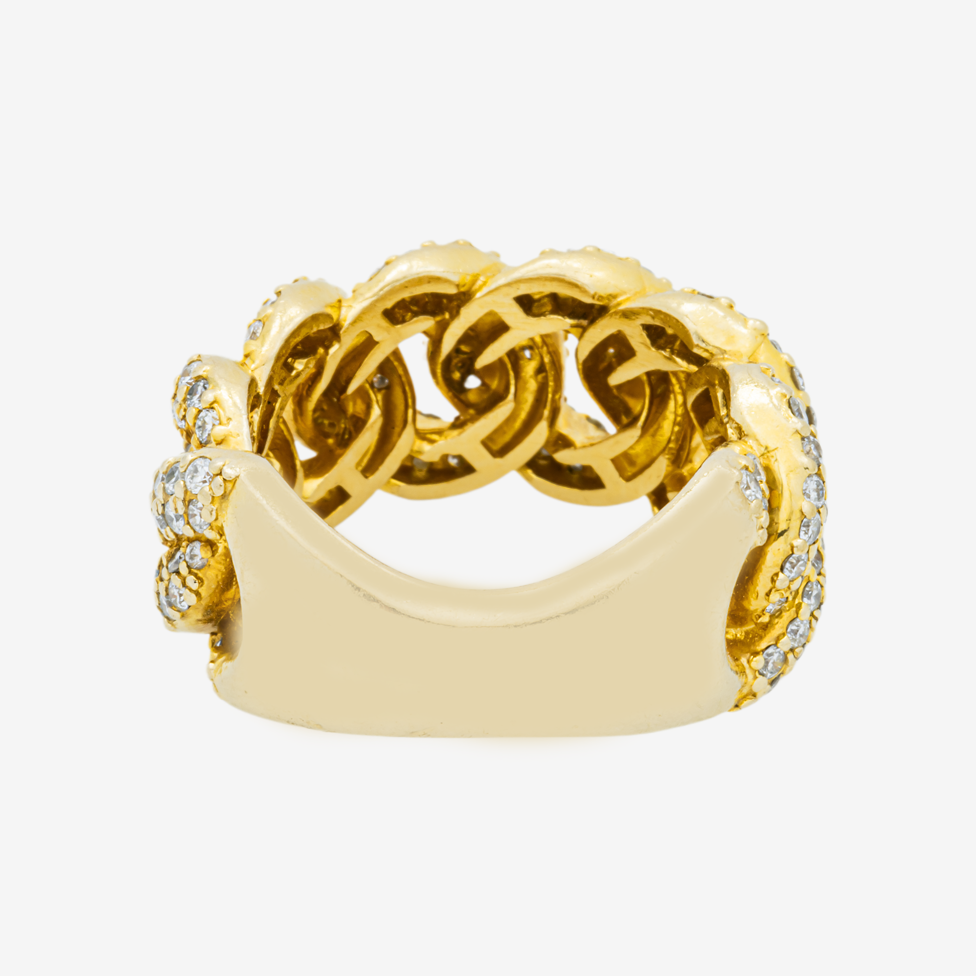 14K HONEYCOMB CUBAN LINK RING IN G 2.8 CT DIAMONDS