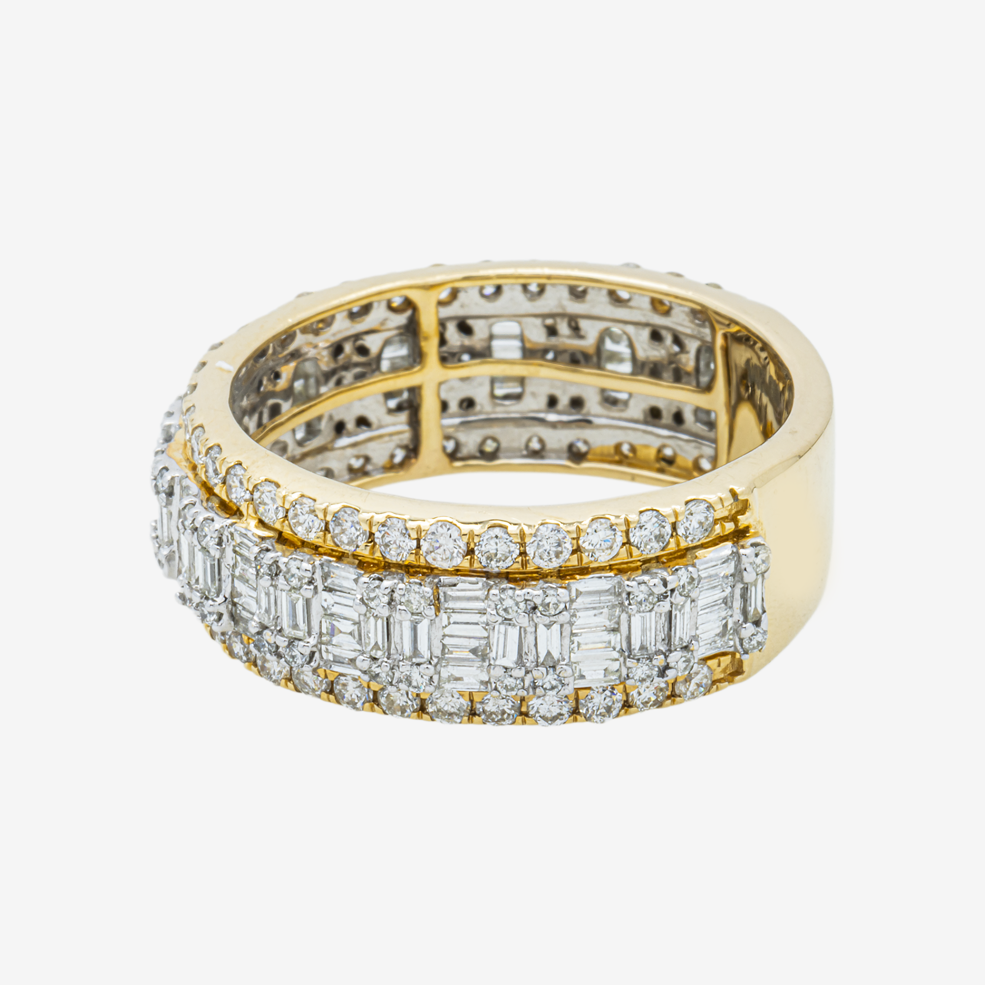 14K ROUND/BAGUETTE DIAMOND RING IN YG 3.3 CT DIAMONDS