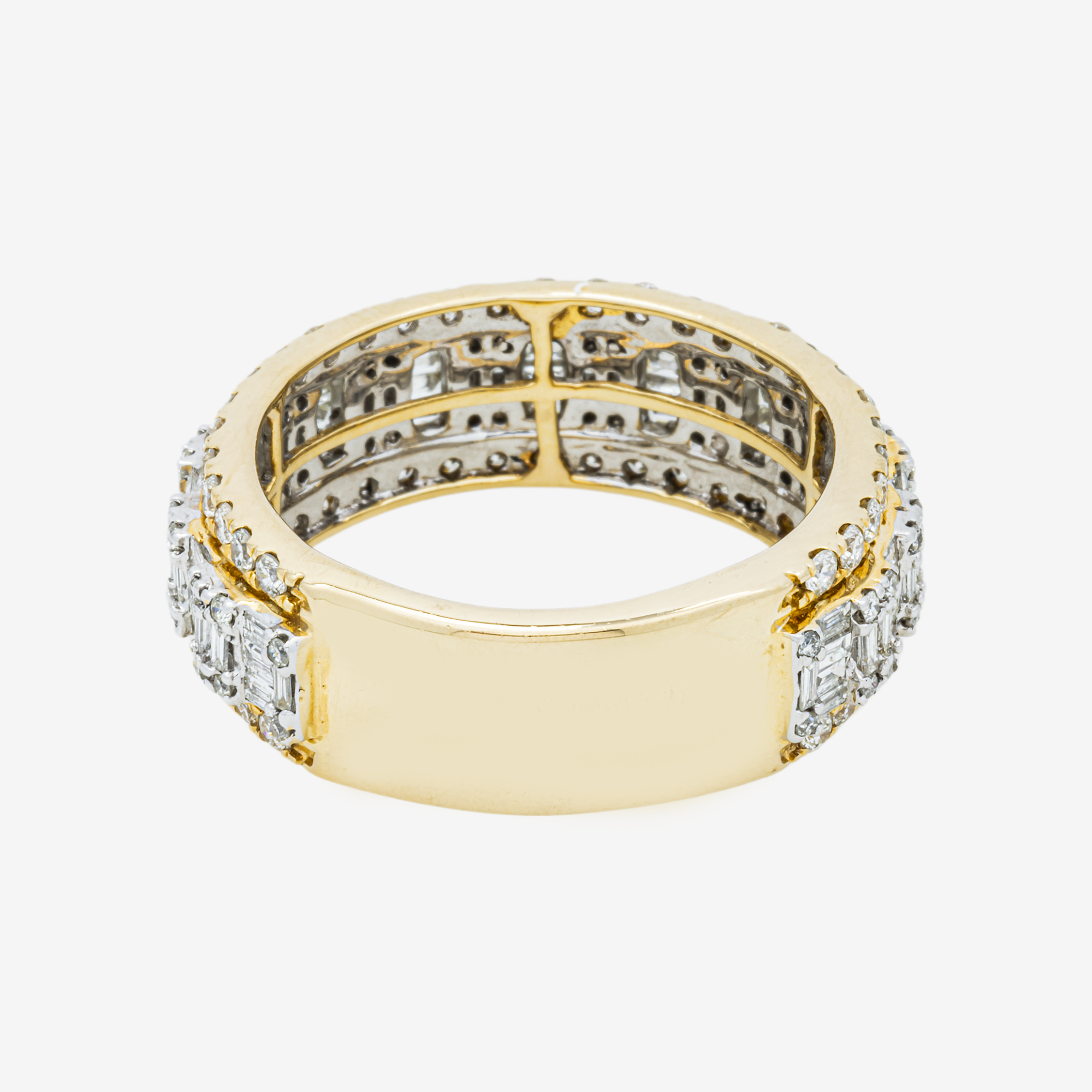 14K ROUND/BAGUETTE DIAMOND RING IN YG 3.3 CT DIAMONDS
