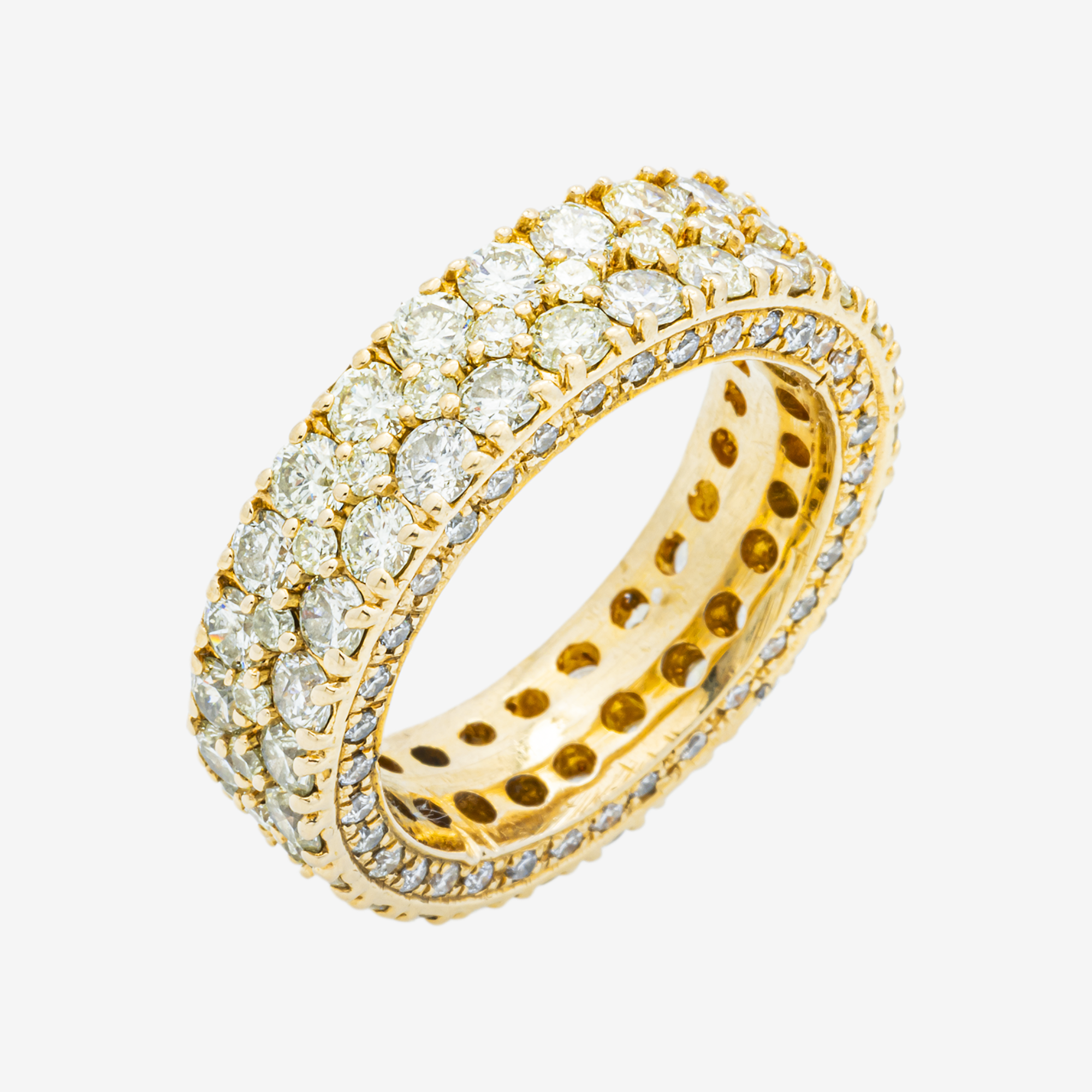 14K HONEYCOMB BAND RING IN YG 8.6 CT DIAMONDS