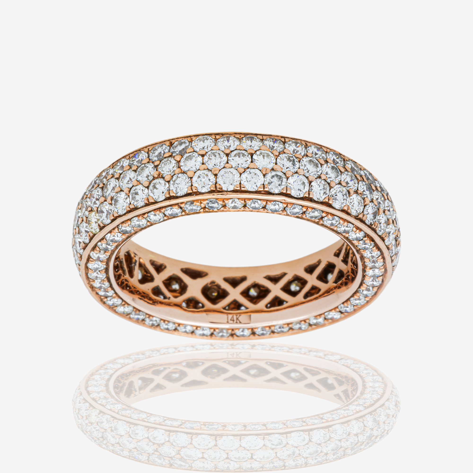 HONEYCOMB BAND RING IN RG 5.8 CT DIAMONDS