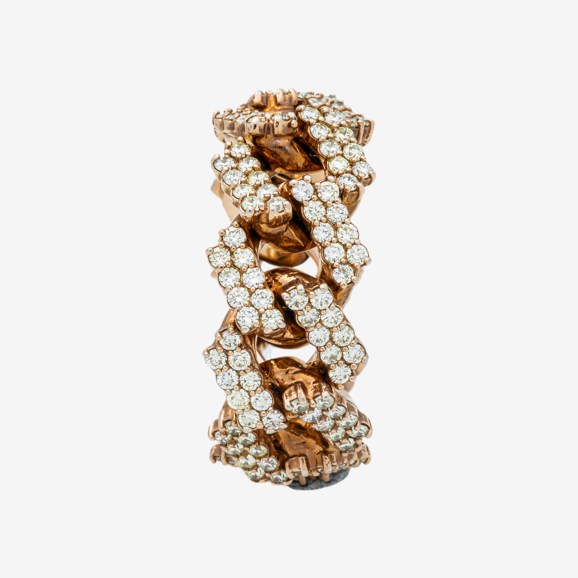 14K PRONG SET CUBAN LINK RING IN G 8 CT DIAMONDS