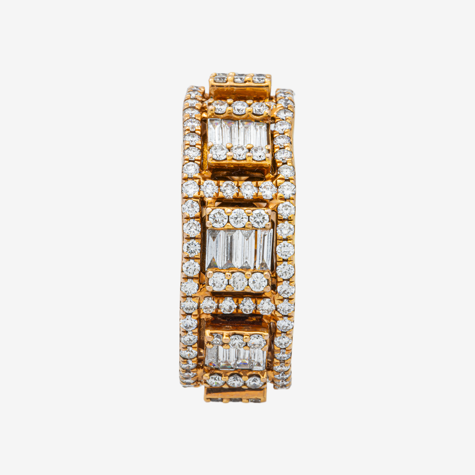14K ROUND/BAGUETTE DIAMOND RING IN RG 5.6 CT DIAMONDS