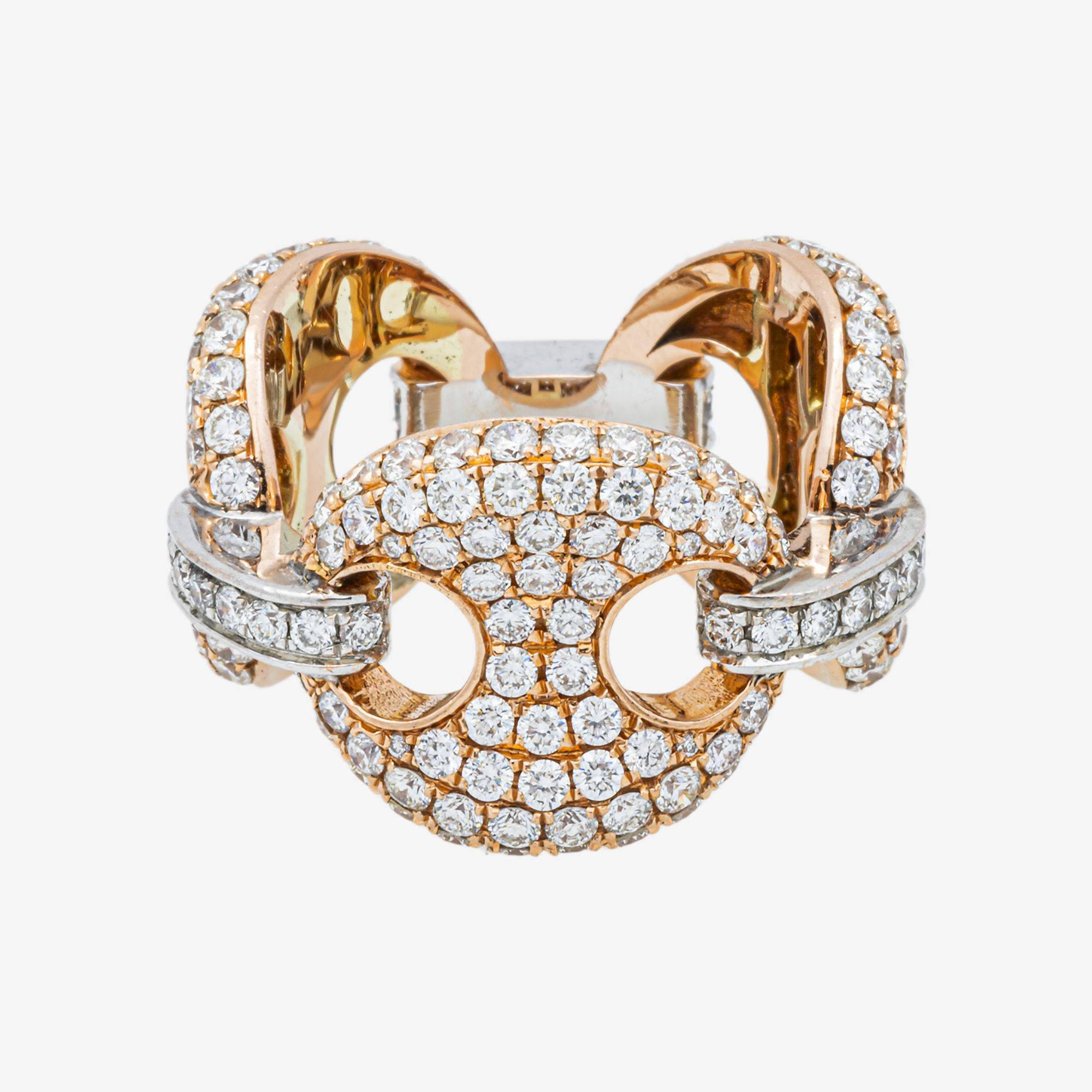 GUCCI LINK RING IN RG/WG TWO TONE 5.2 CT DIAMONDS