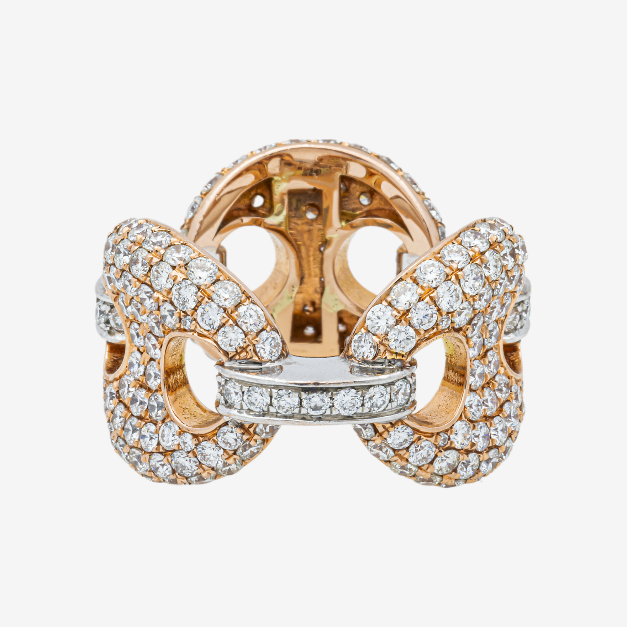 GUCCI LINK RING IN RG/WG TWO TONE 5.2 CT DIAMONDS