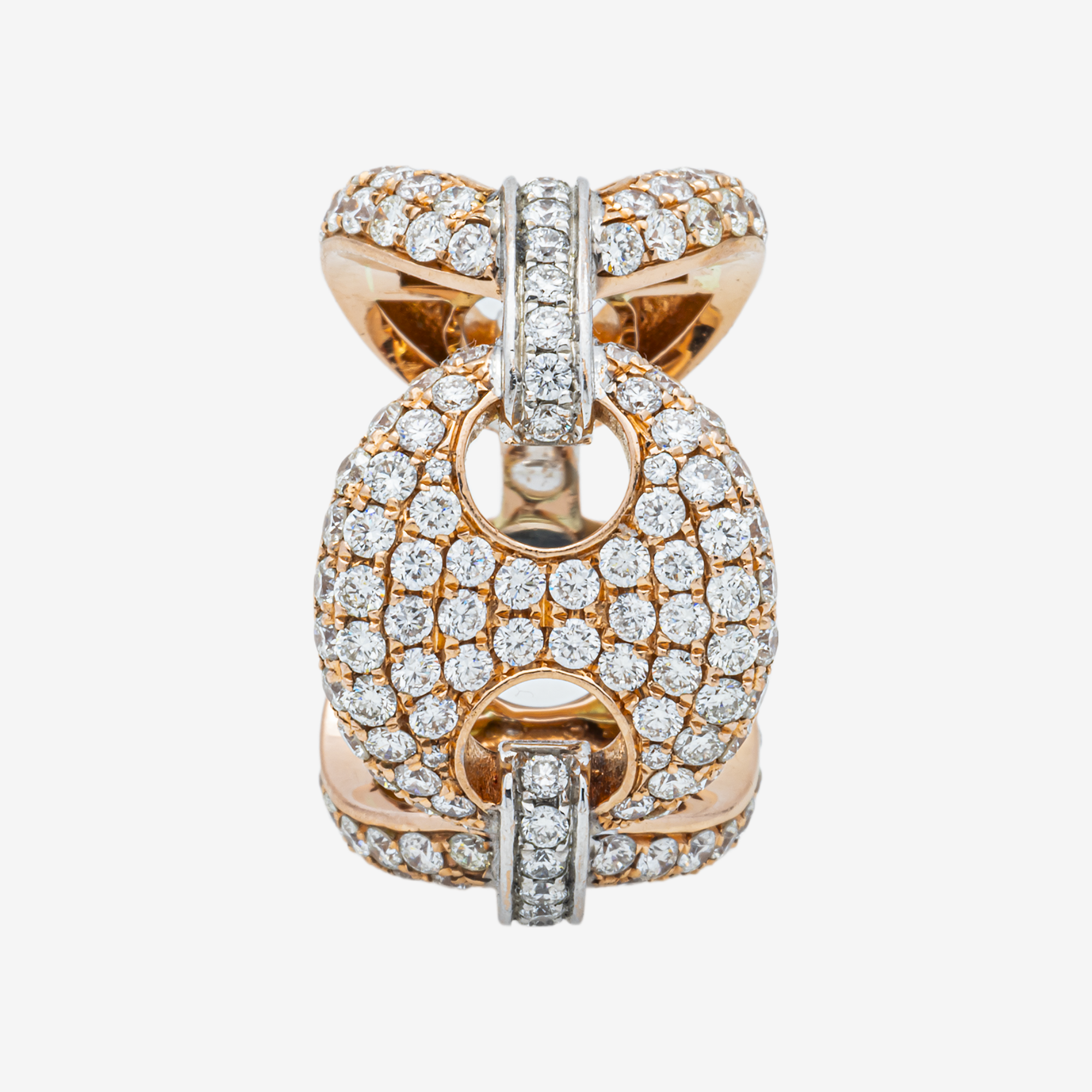 GUCCI LINK RING IN RG/WG TWO TONE 5.2 CT DIAMONDS