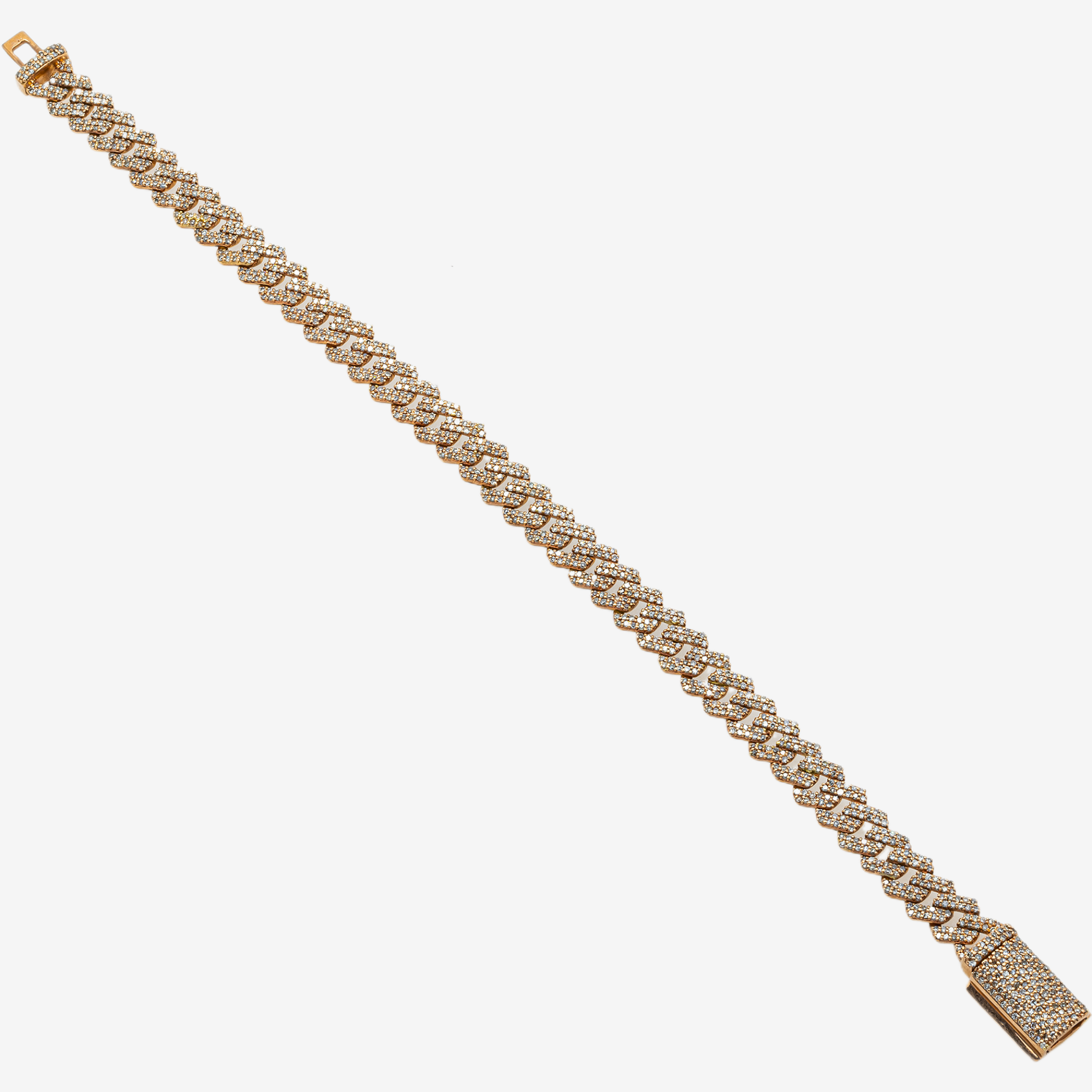 14K RG 7.5" / 8MM CUBAN LINK BRACELET WITH 4.95 CT DIAMONDS
