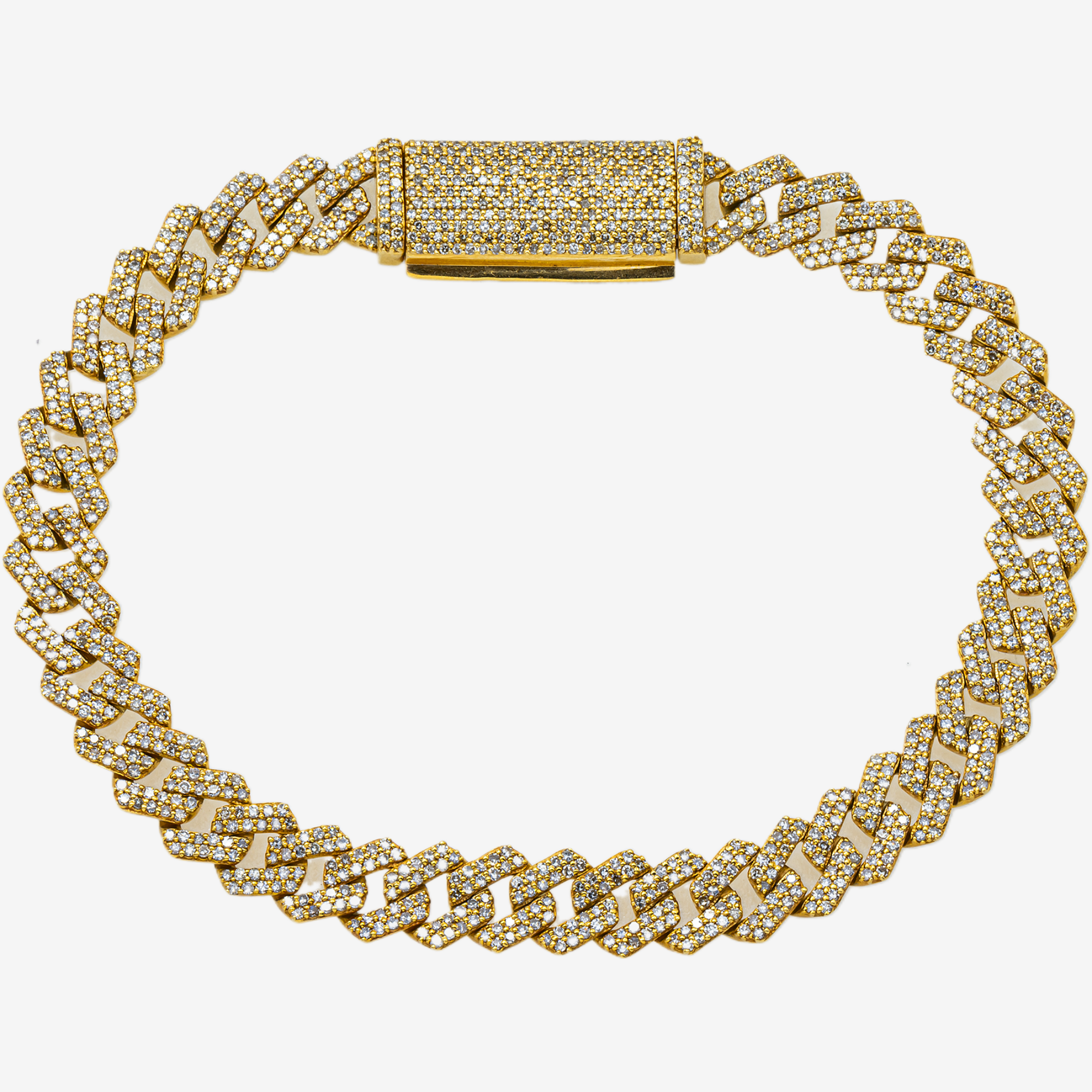 14K YG 7.5" / 8MM CUBAN LINK BRACELET WITH 4.95 CT DIAMONDS