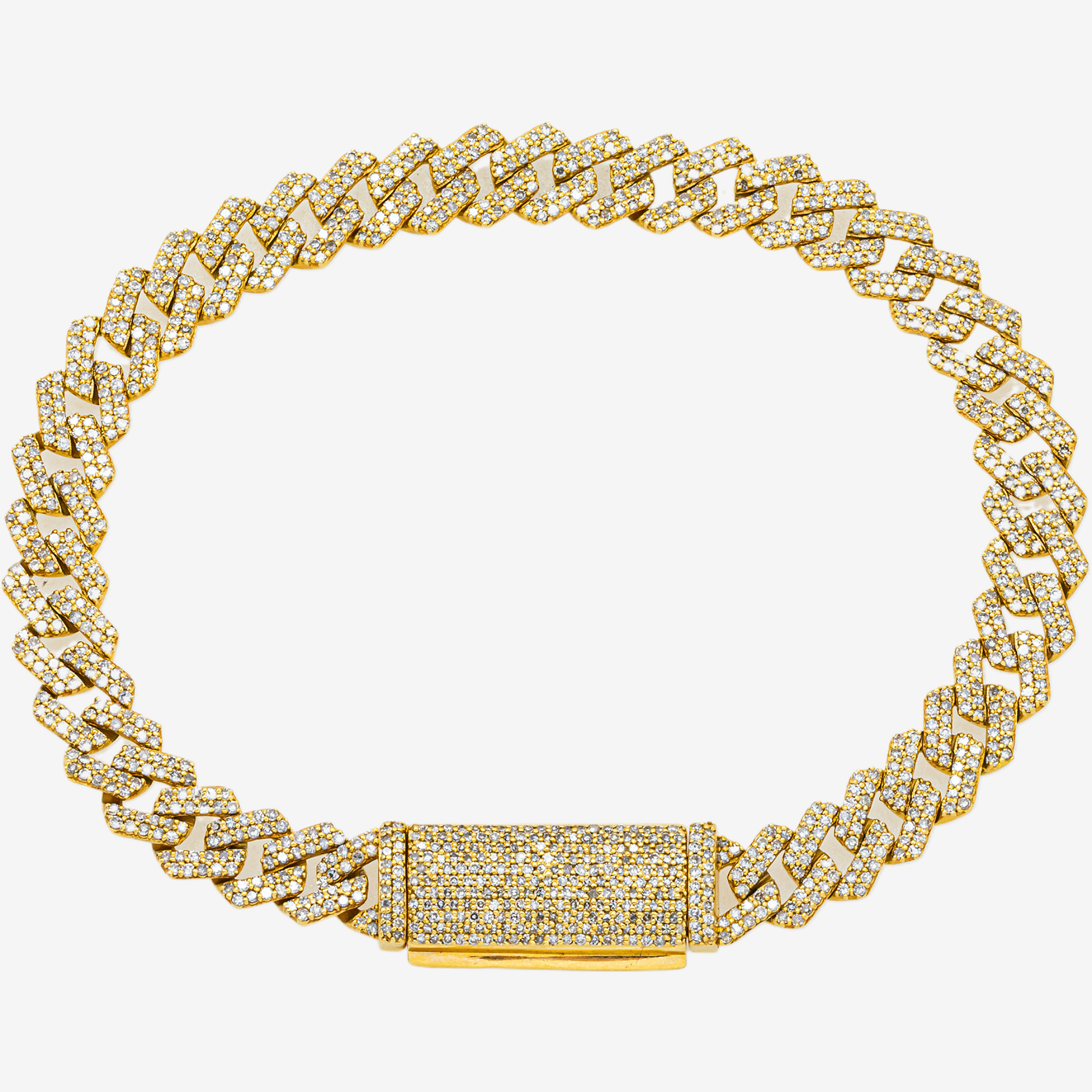 14K YG 7.5" / 8MM CUBAN LINK BRACELET WITH 4.95 CT DIAMONDS