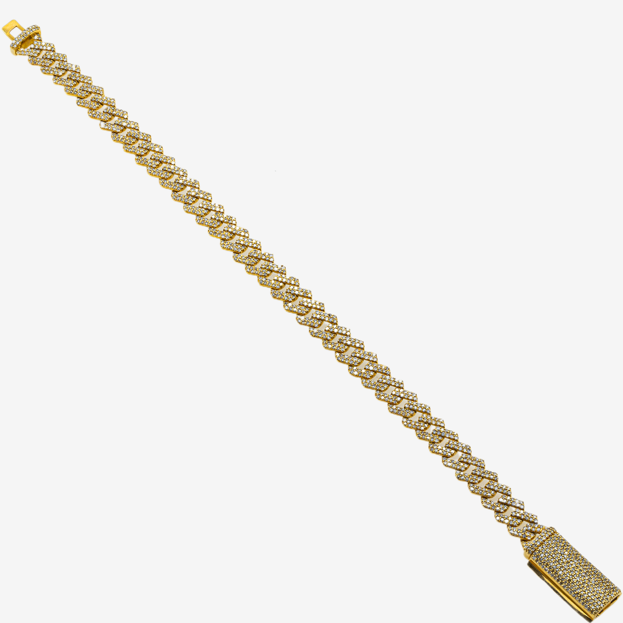 14K YG 7.5" / 8MM CUBAN LINK BRACELET WITH 4.95 CT DIAMONDS