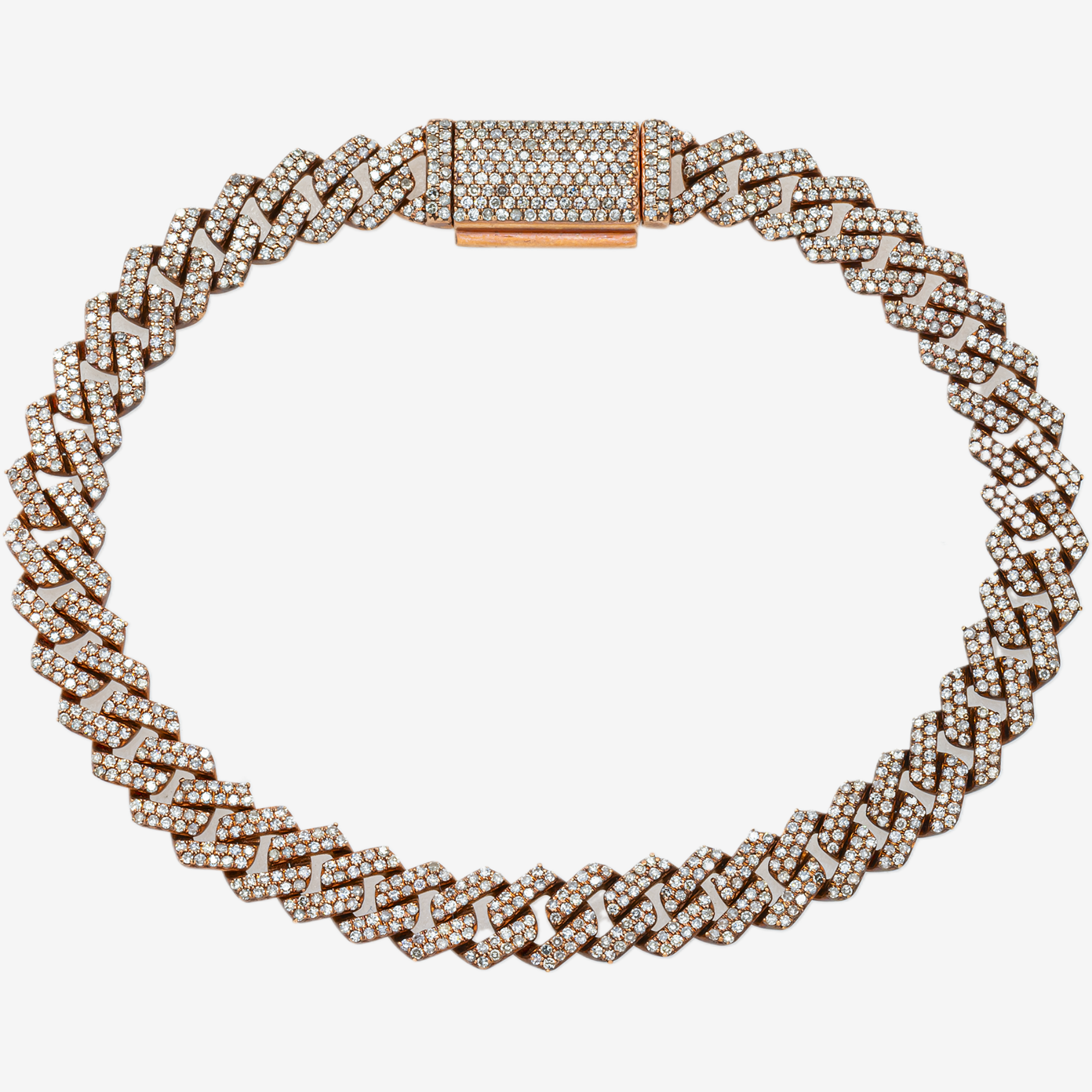 14K RG 7.5" / 6.5MM CUBAN LINK BRACELET WITH 3.9 CT DIAMONDS