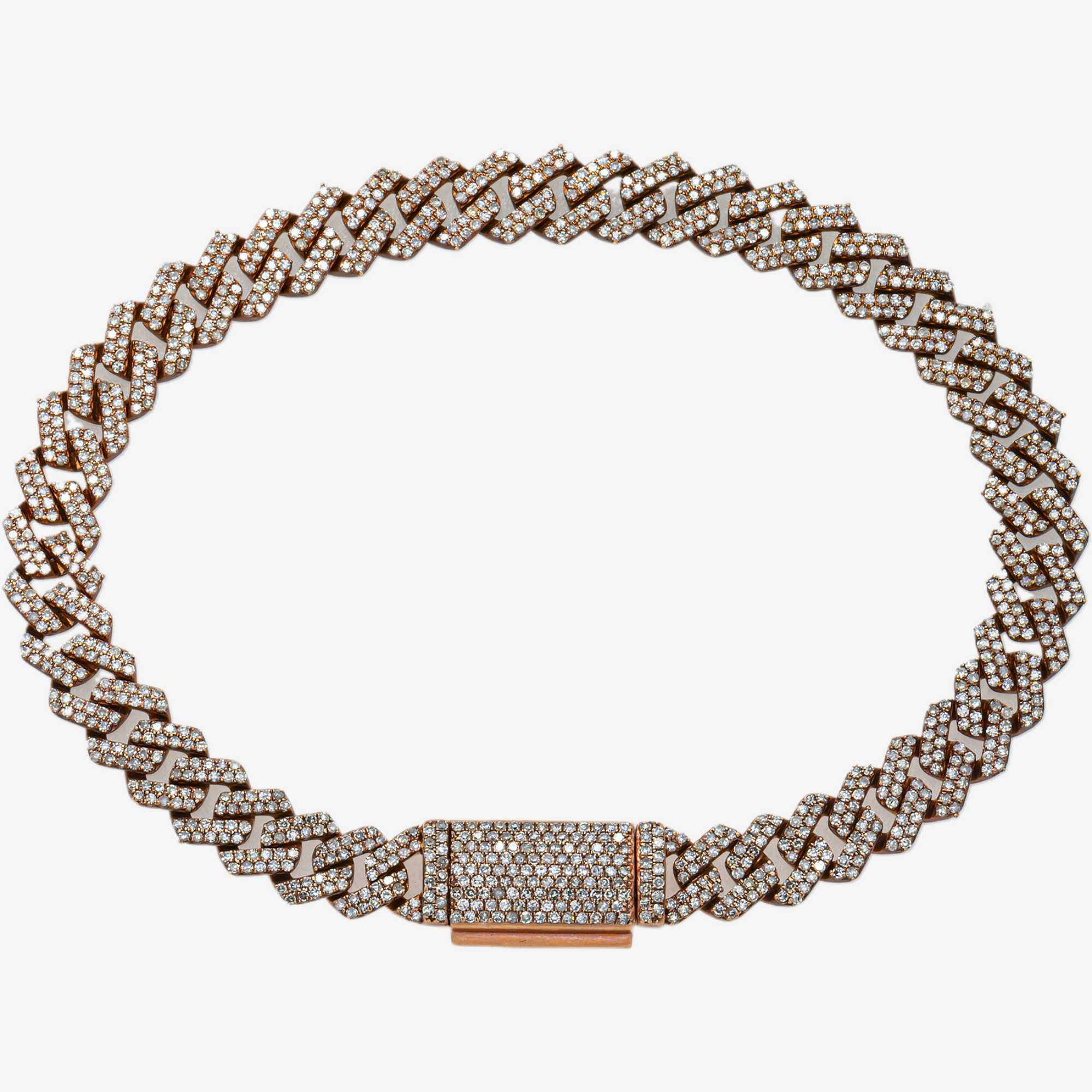 14K RG 7.5" / 6.5MM CUBAN LINK BRACELET WITH 3.9 CT DIAMONDS