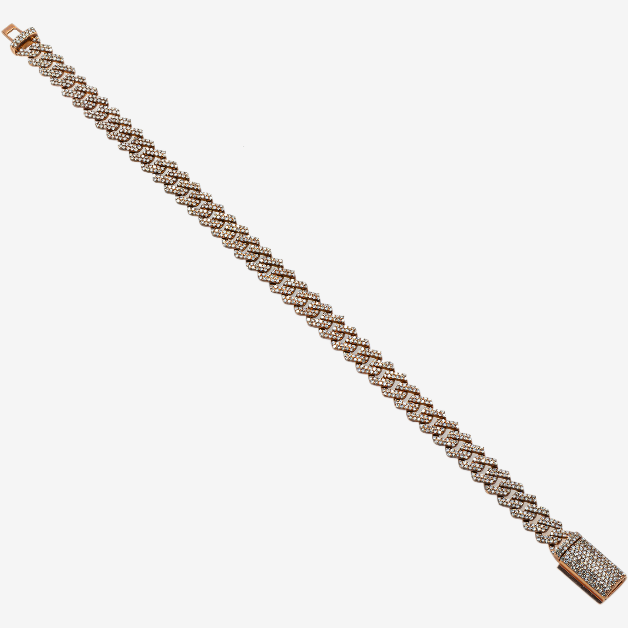 14K RG 7.5" / 6.5MM CUBAN LINK BRACELET WITH 3.9 CT DIAMONDS