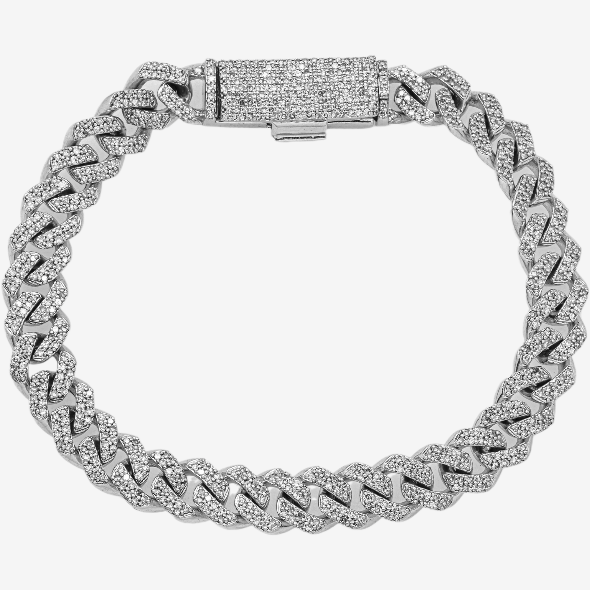 14K WG 7.5" / 8MM CUBAN LINK BRACELET WITH 4.95 CT DIAMONDS