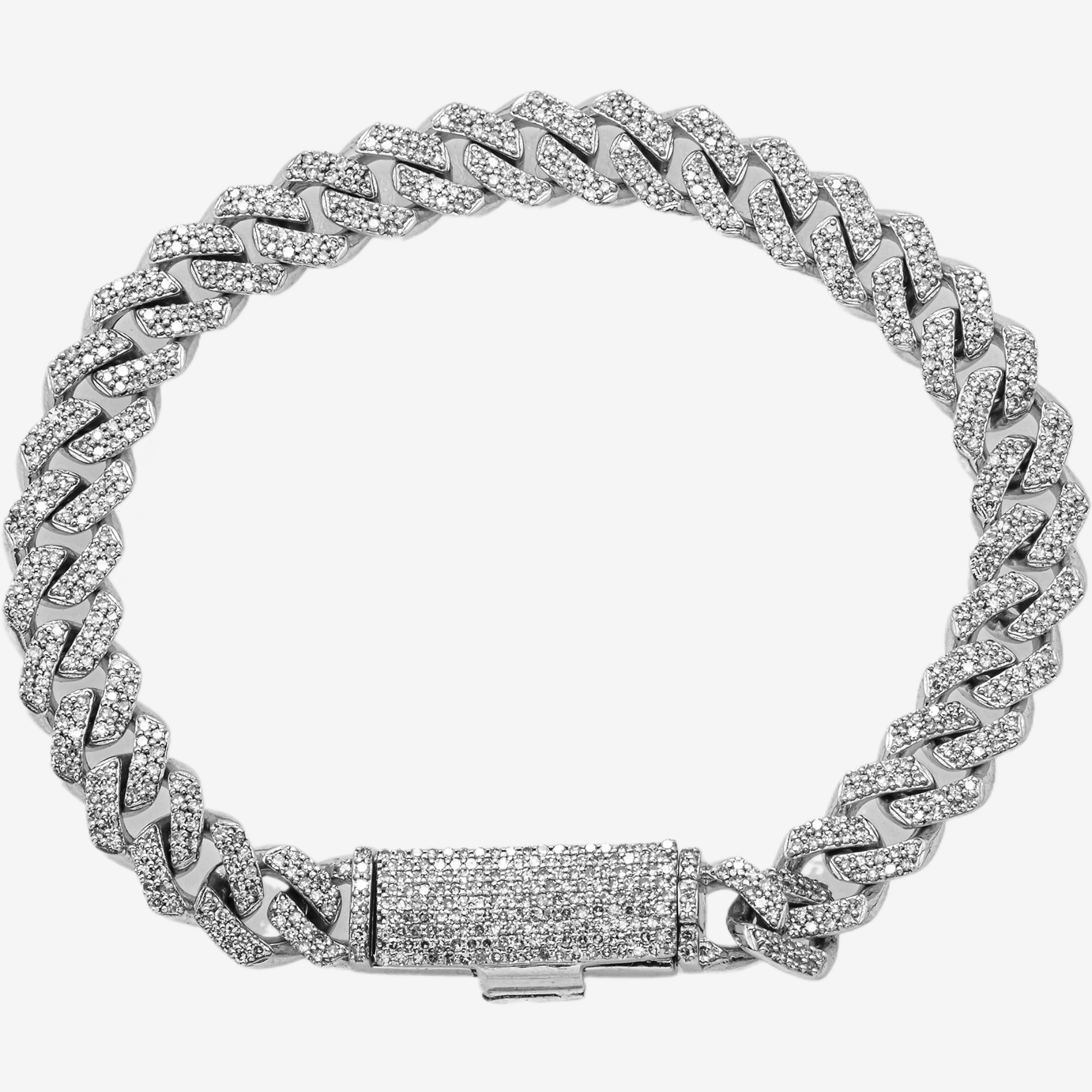 14K WG 7.5" / 8MM CUBAN LINK BRACELET WITH 4.95 CT DIAMONDS