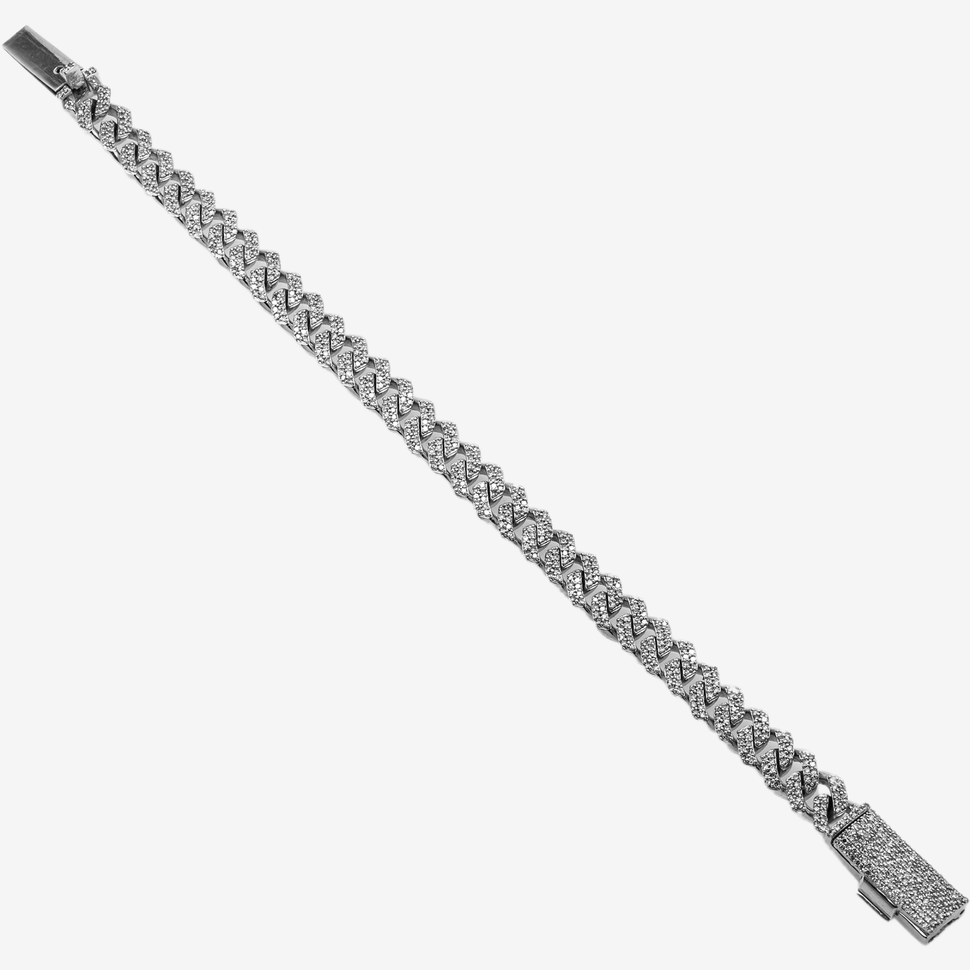 14K WG 7.5" / 8MM CUBAN LINK BRACELET WITH 4.95 CT DIAMONDS