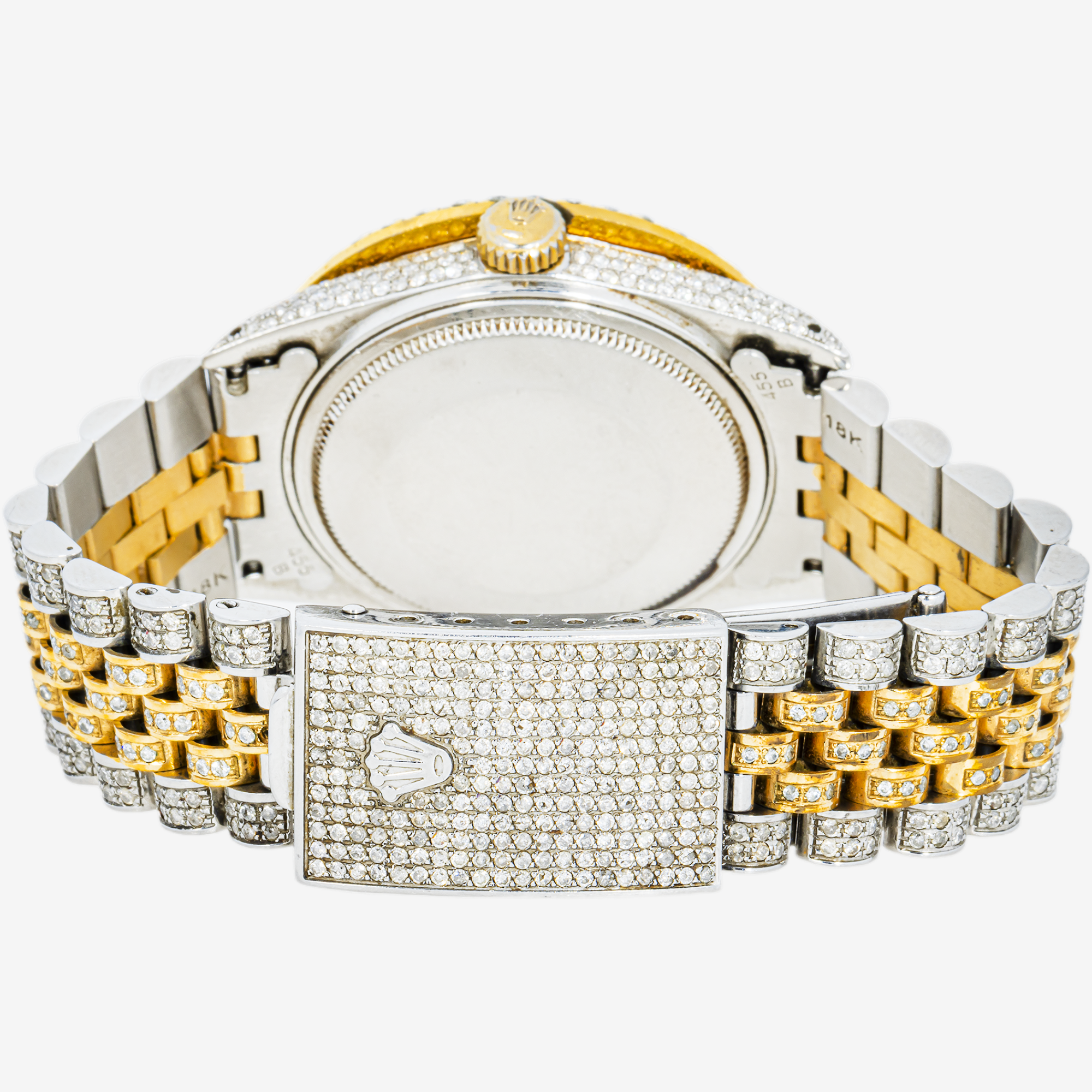 ROLEX DATEJUST 36MM 1601 DIAMOND PAVE ARABIC DIAL 2 ROW DIAMOND BEZEL TWO TONE YELLOW GOLD FULL DIAMOND JUBILEE BRACELET