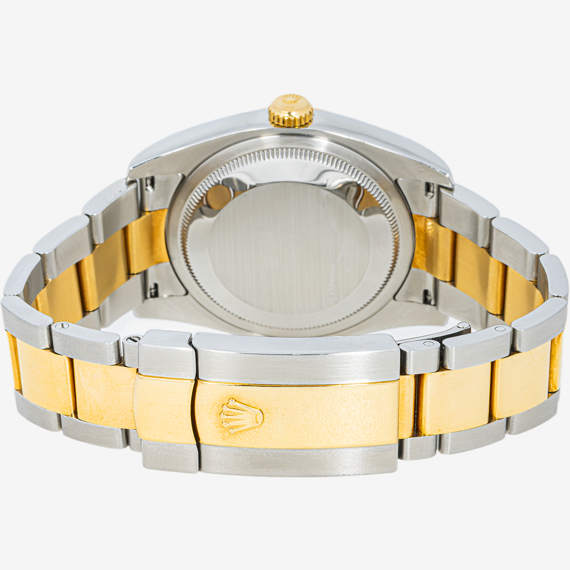 ROLEX DATEJUST 36MM 116203 SILVER DIAL SMOOTH BEZEL TWO TONE YELLOW GOLD OYSTER BRACELET