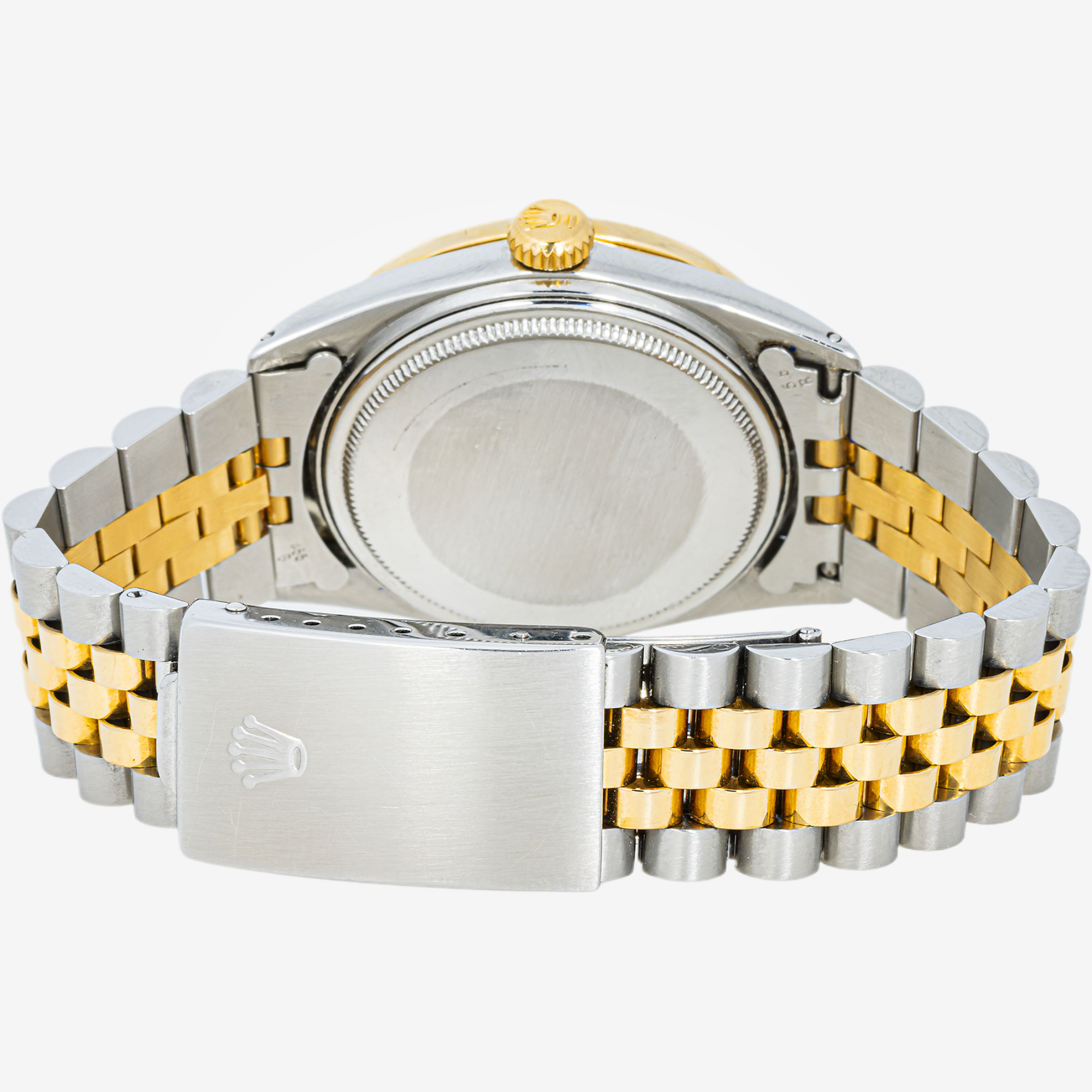 ROLEX DATEJUST 36MM 1601 BLACK ROMAN DIAMOND DIAL DIAMOND 1.2CT BEZEL TWO TONE YELLOW GOLD JUBILEE BRACELET
